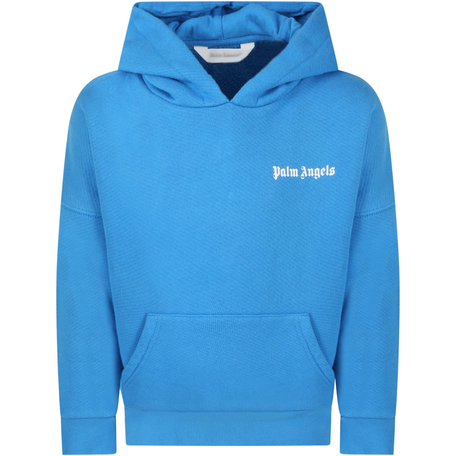 Palm Angels Light-blue Sweatshirt For Kids With White Logo