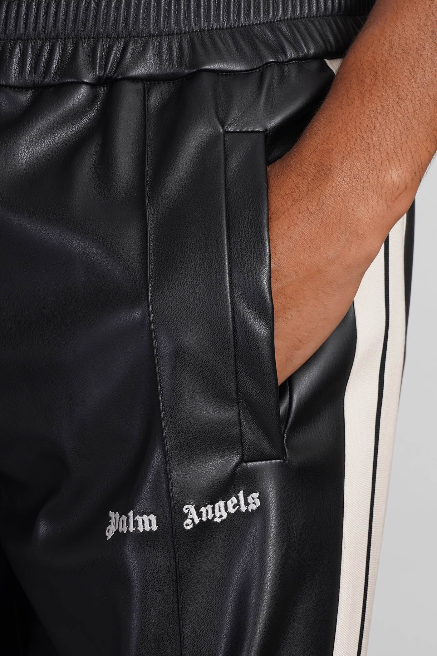 Shop Palm Angels Pants In Black Polyester