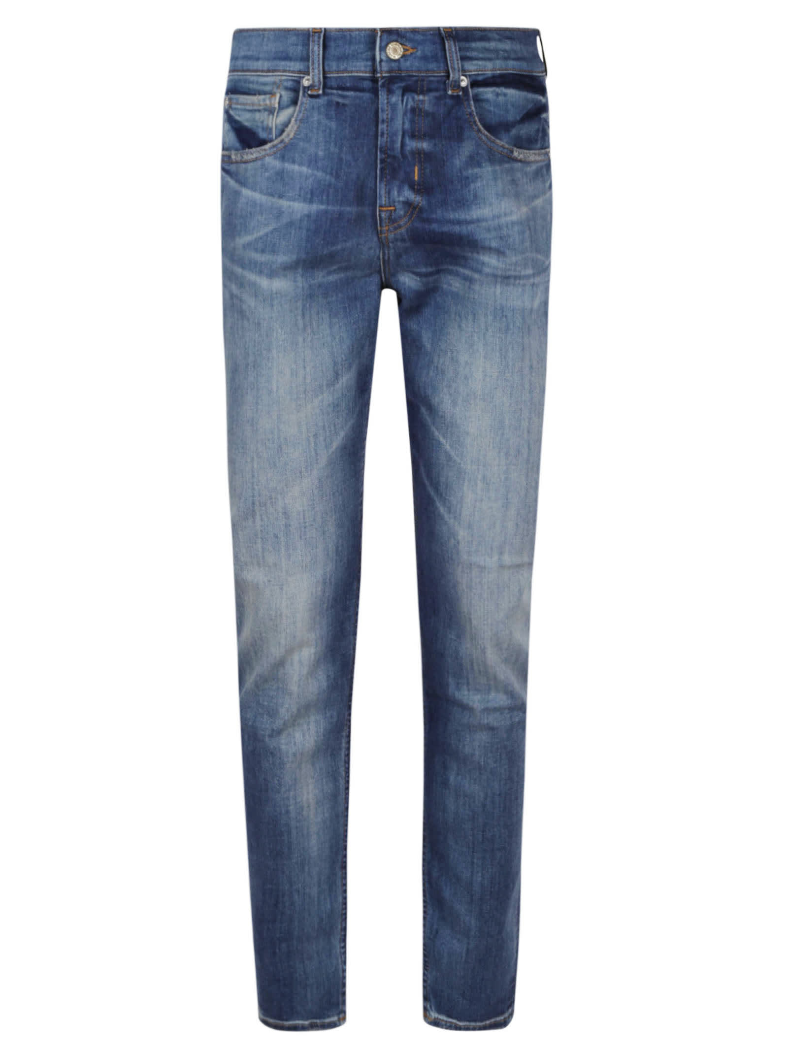 Shop 7 For All Mankind Slimmy Tapered Strtekcas In Mid Blue