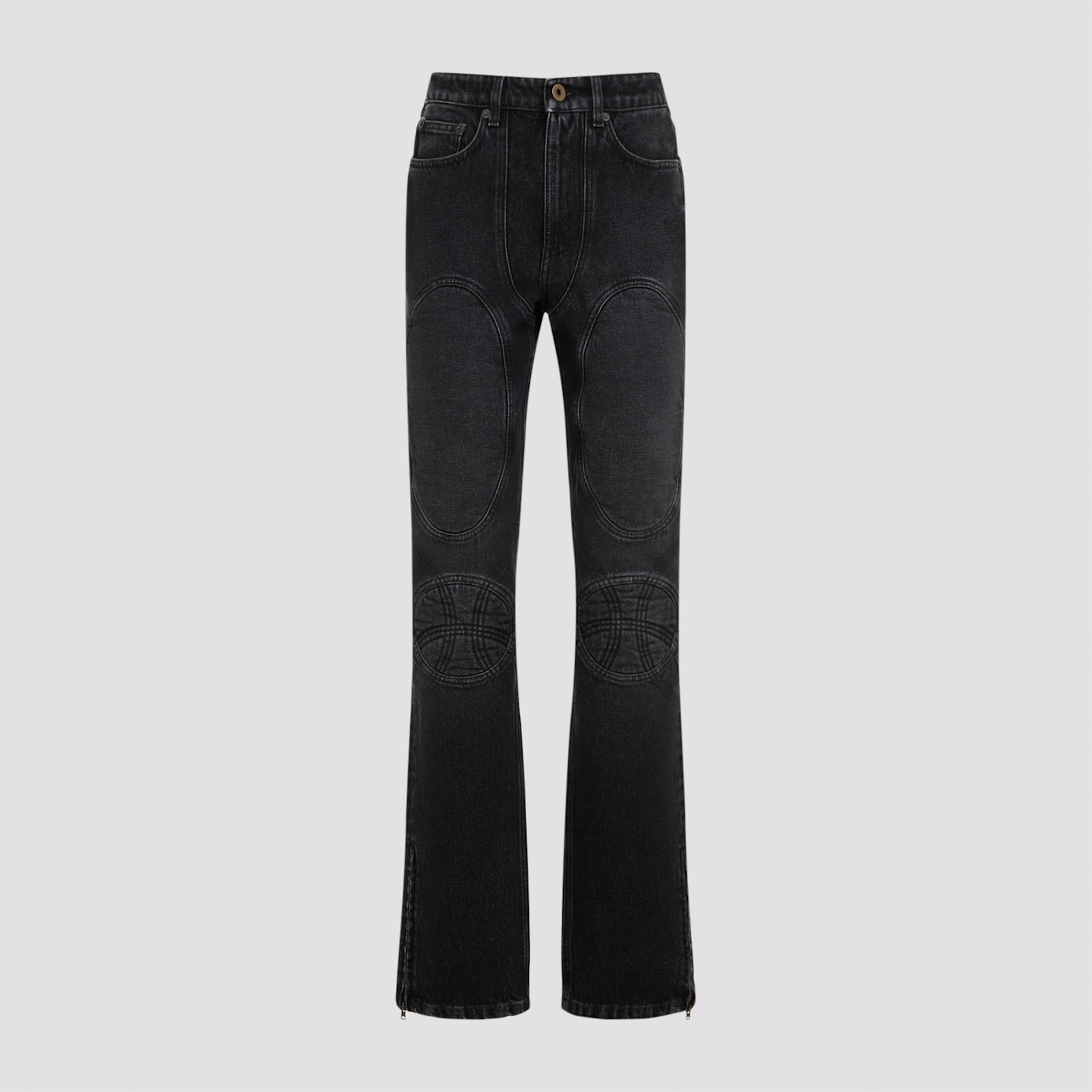 Jean Paul Gaultier Jeans With Padded Inlays And Lace-up In Vintageblack