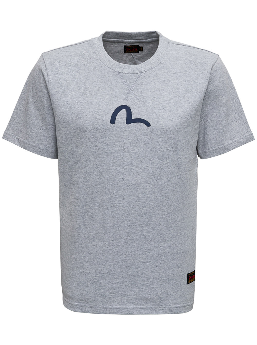 Evisu Grey Cotton T-shirt With Logo Print