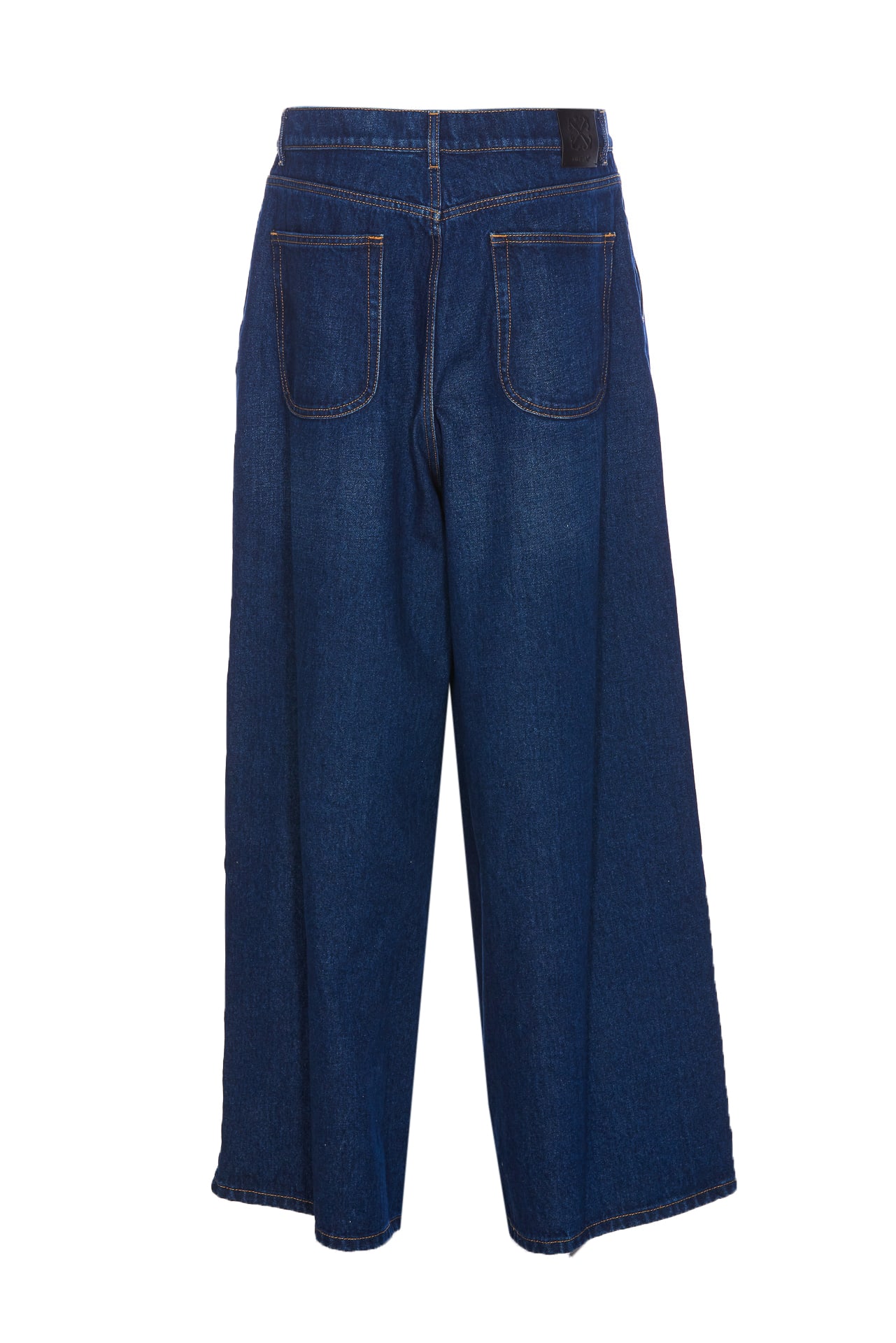 Shop Off-white Script Wide Jeans Medium Denim Jeans In Blue