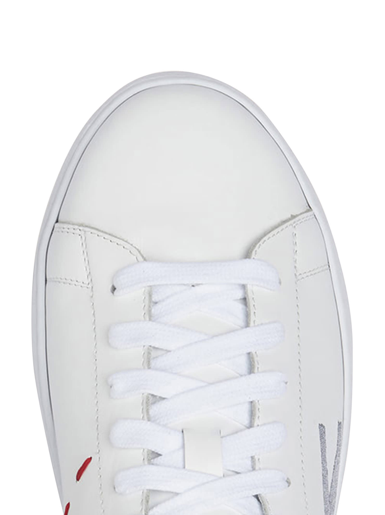 Shop Kiton Sneakers Shoes Calfskin In White/lead