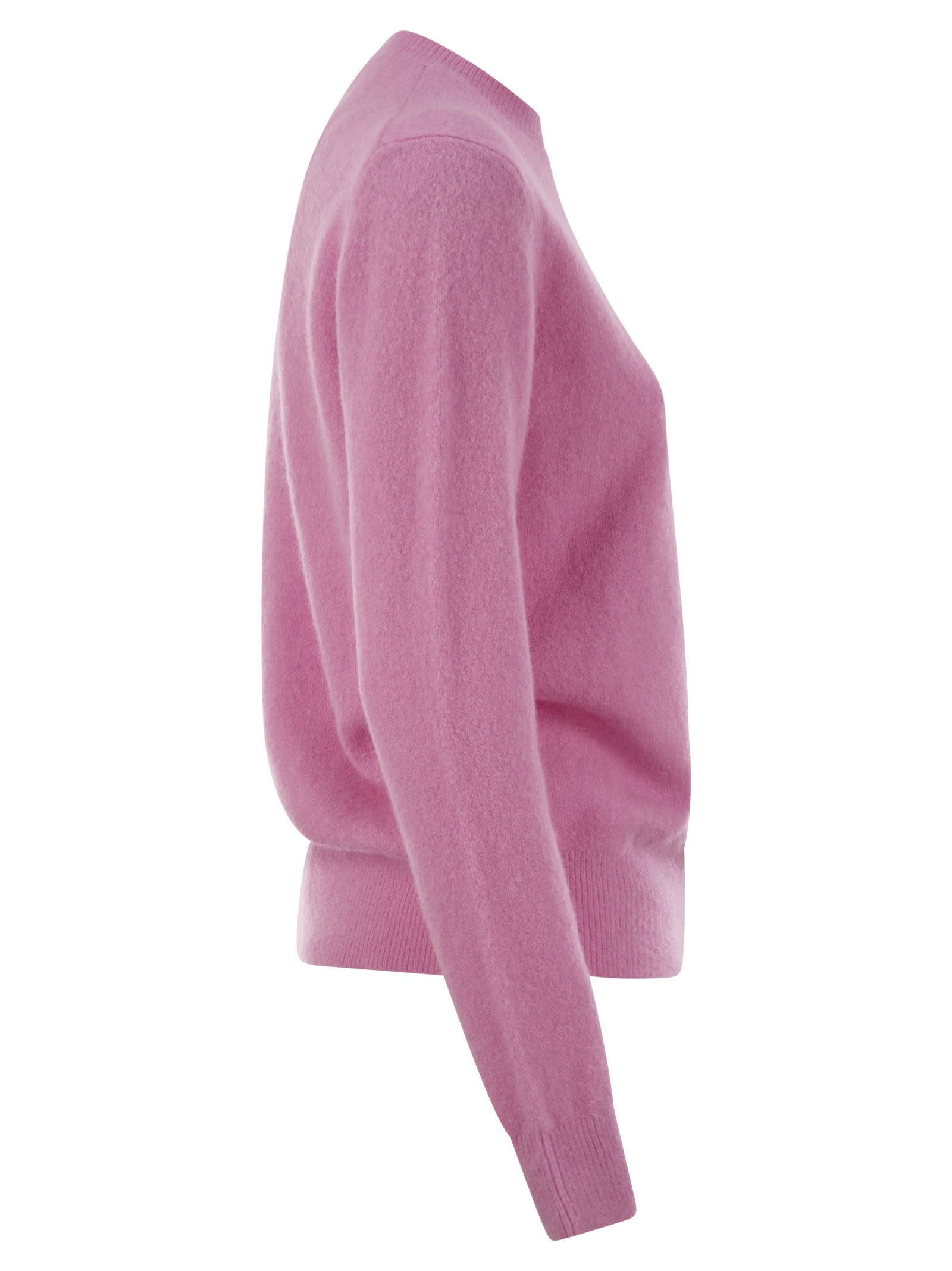 Shop Mc2 Saint Barth Wool And Alpaca Blend Sweater With Embroidery 10 Min E Sono Pronta In Pink