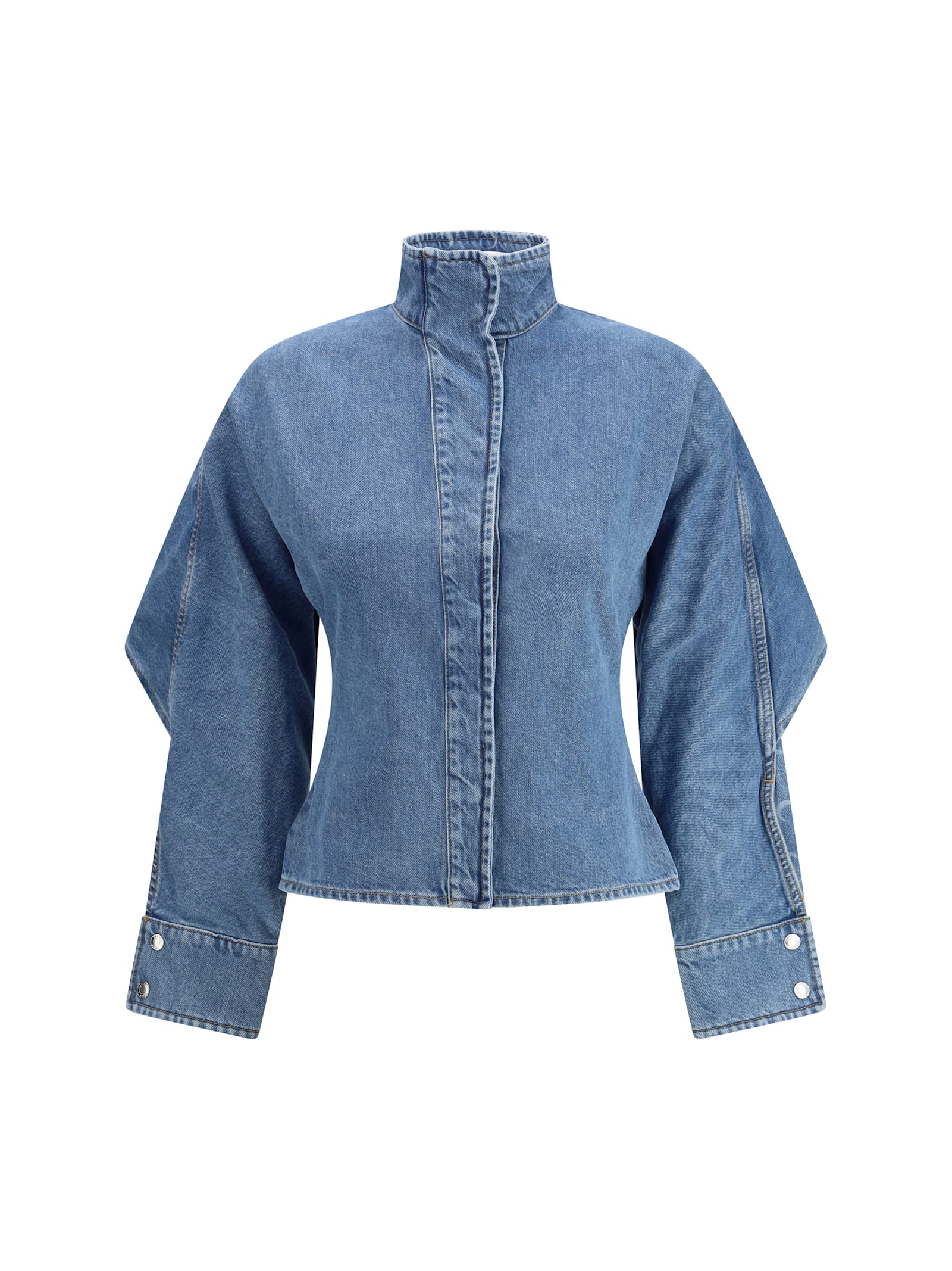 Marine Serre Moon Laser Blue Wash Denim Shirt In Blue