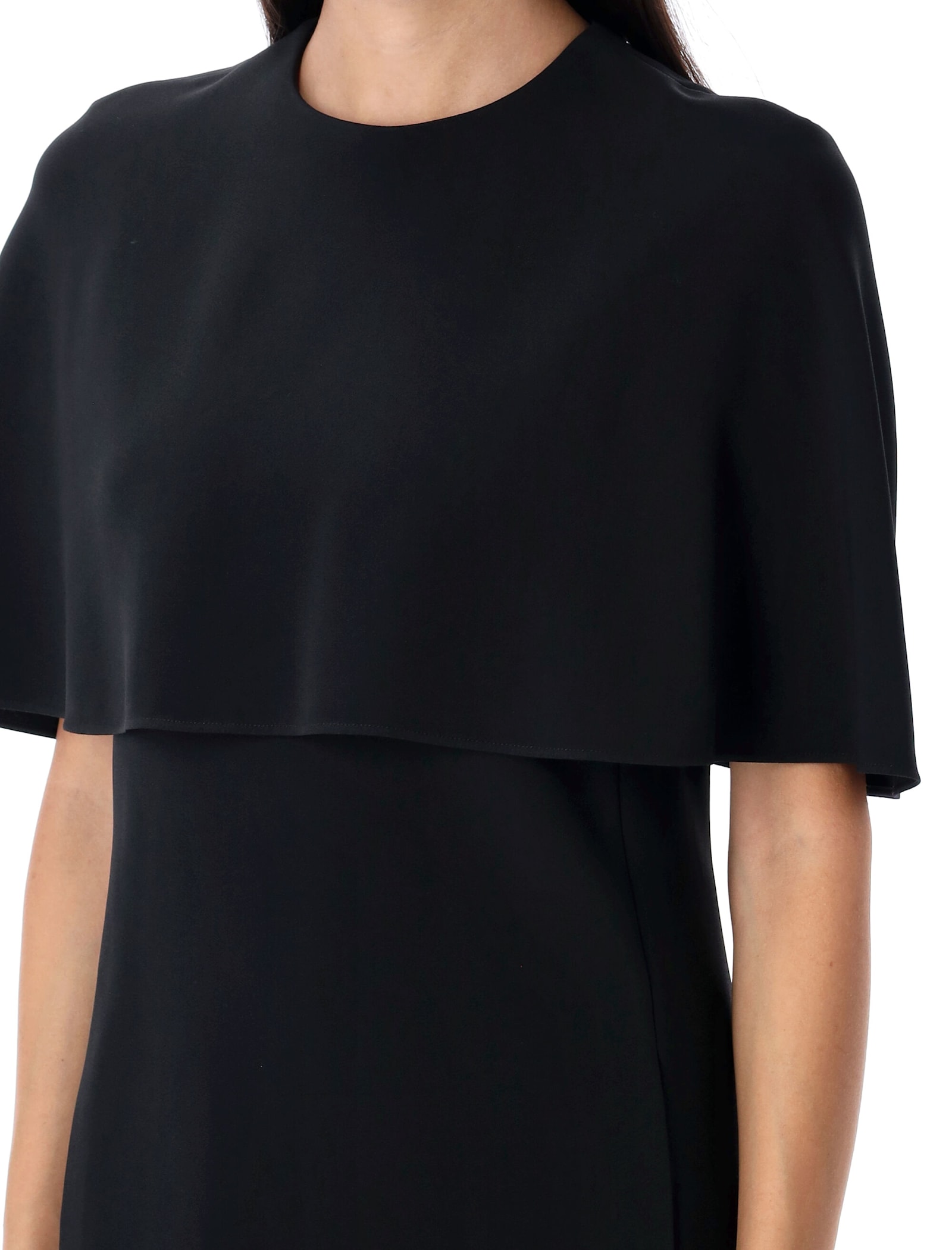 Shop Chloé Cape Mini Dress In Black