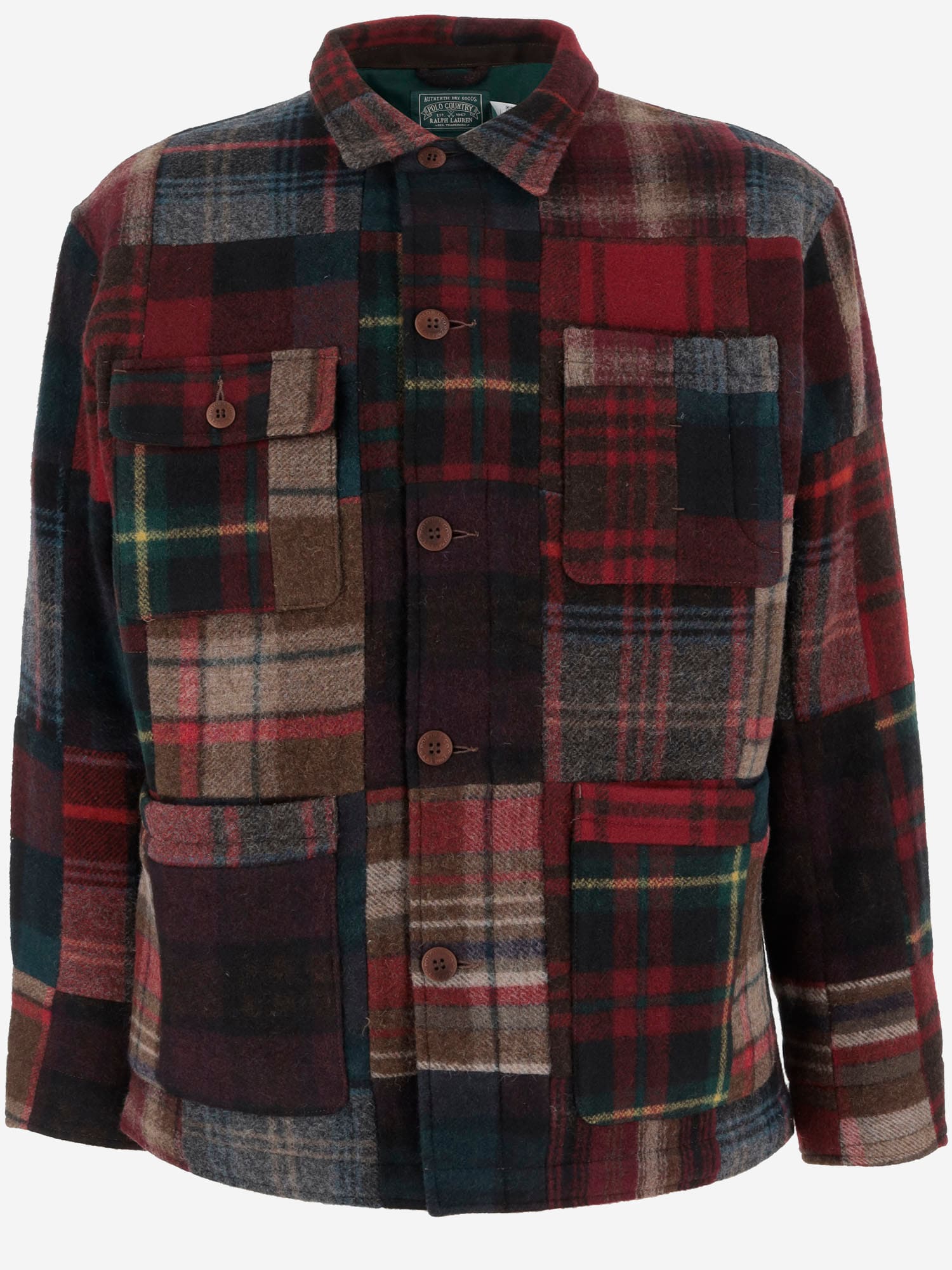 Shop Polo Ralph Lauren Wool Patchwork Jacket In Red