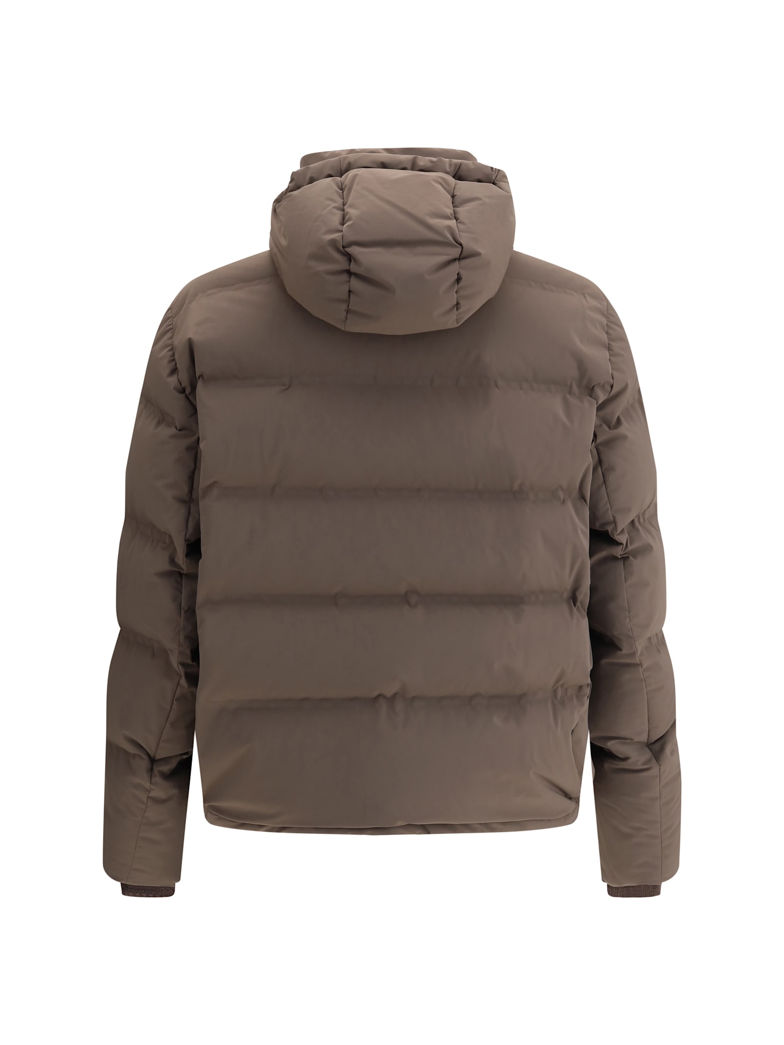 Brunello Cucinelli Nylon Down Jacket In Brown