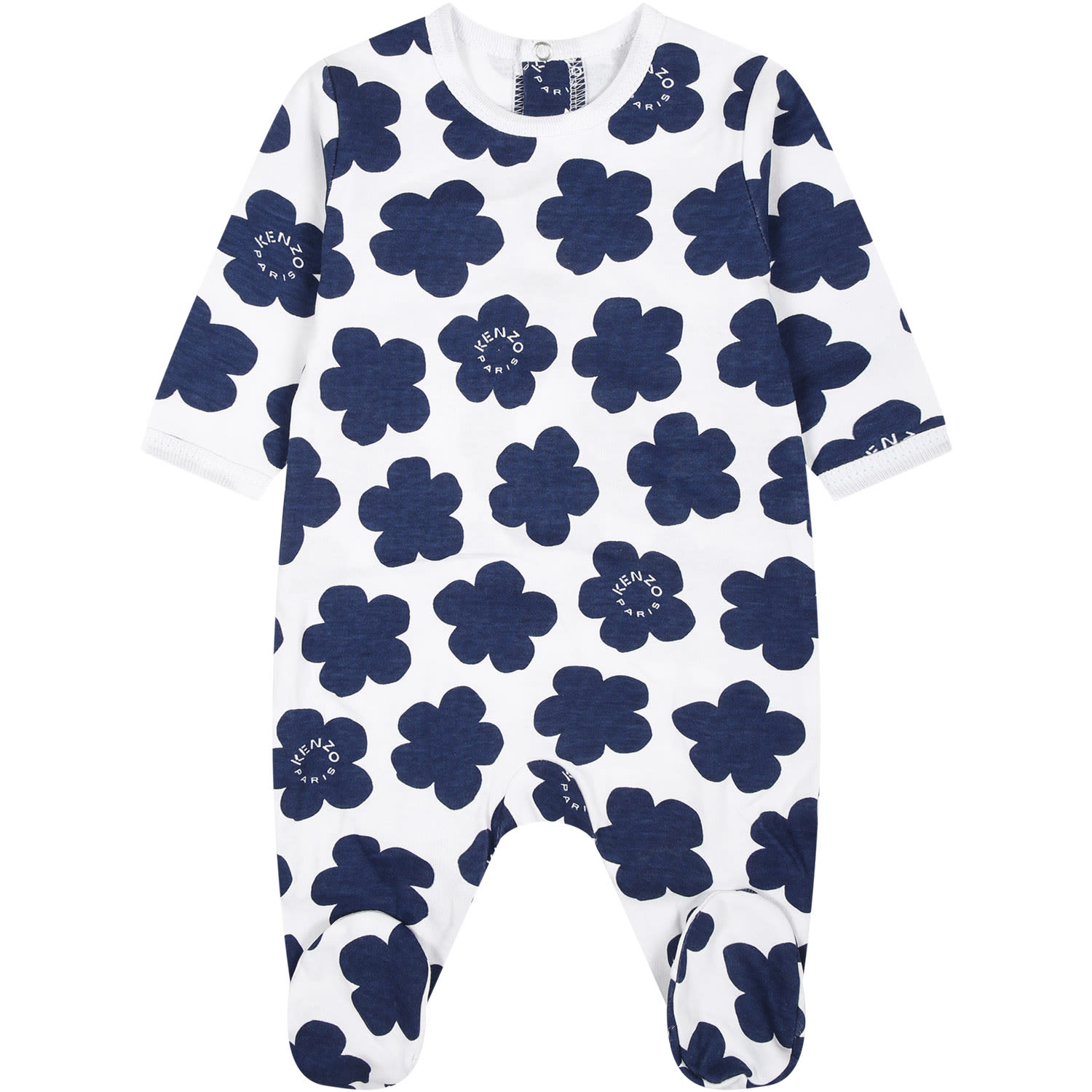 Shop Kenzo Multicolor Babygrows Set For Baby Boy With Logo In Bianco