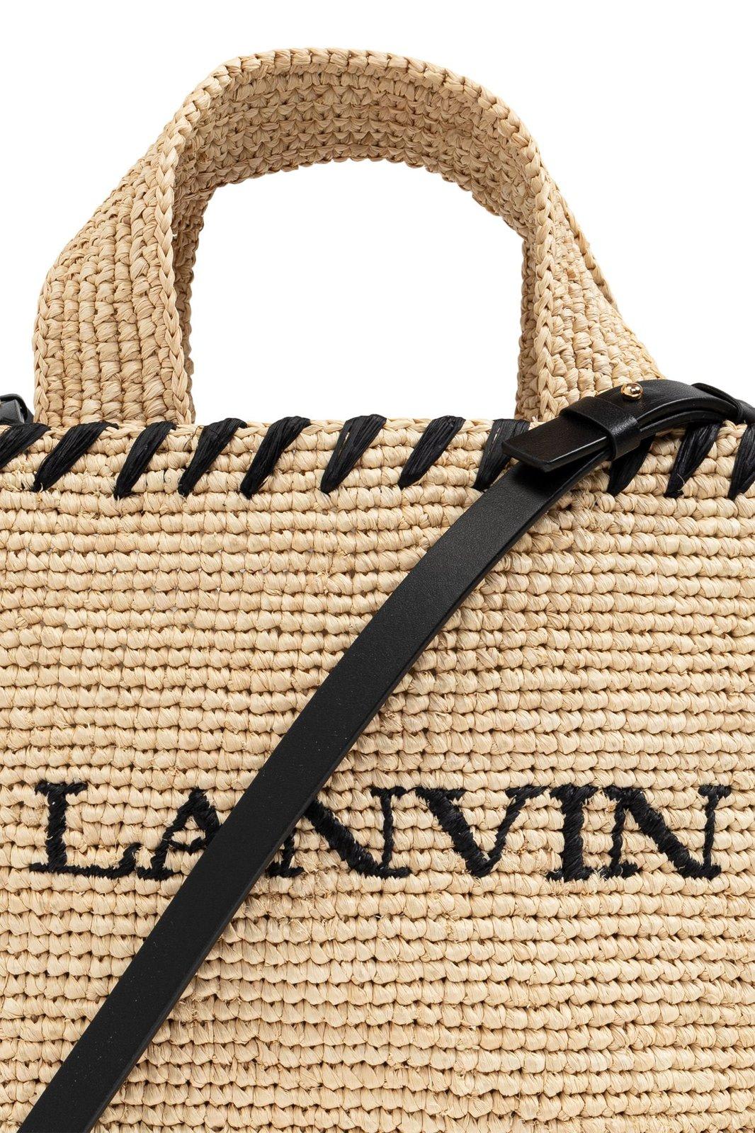 Shop Lanvin Nano Tote Bag In Natural Black