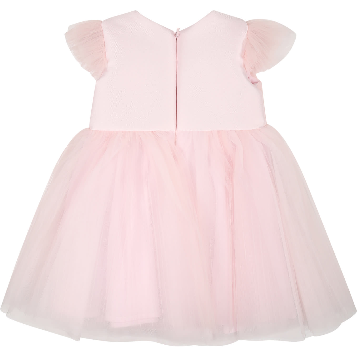 Shop Monnalisa Pink Tulle Dress For Baby Girl