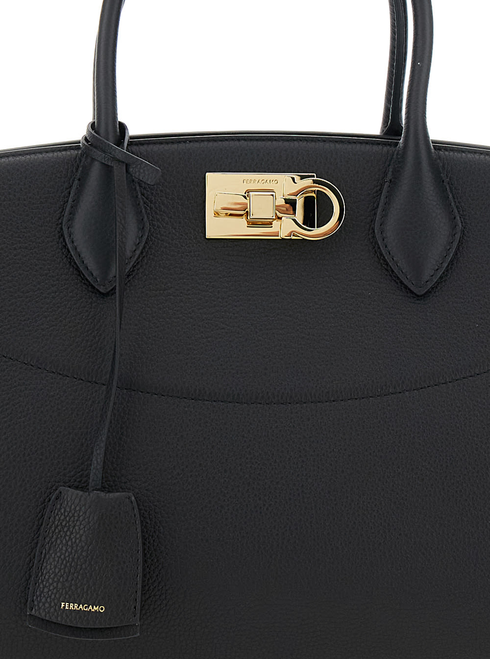 Ferragamo Large Soft Studio Tote Bag In Black