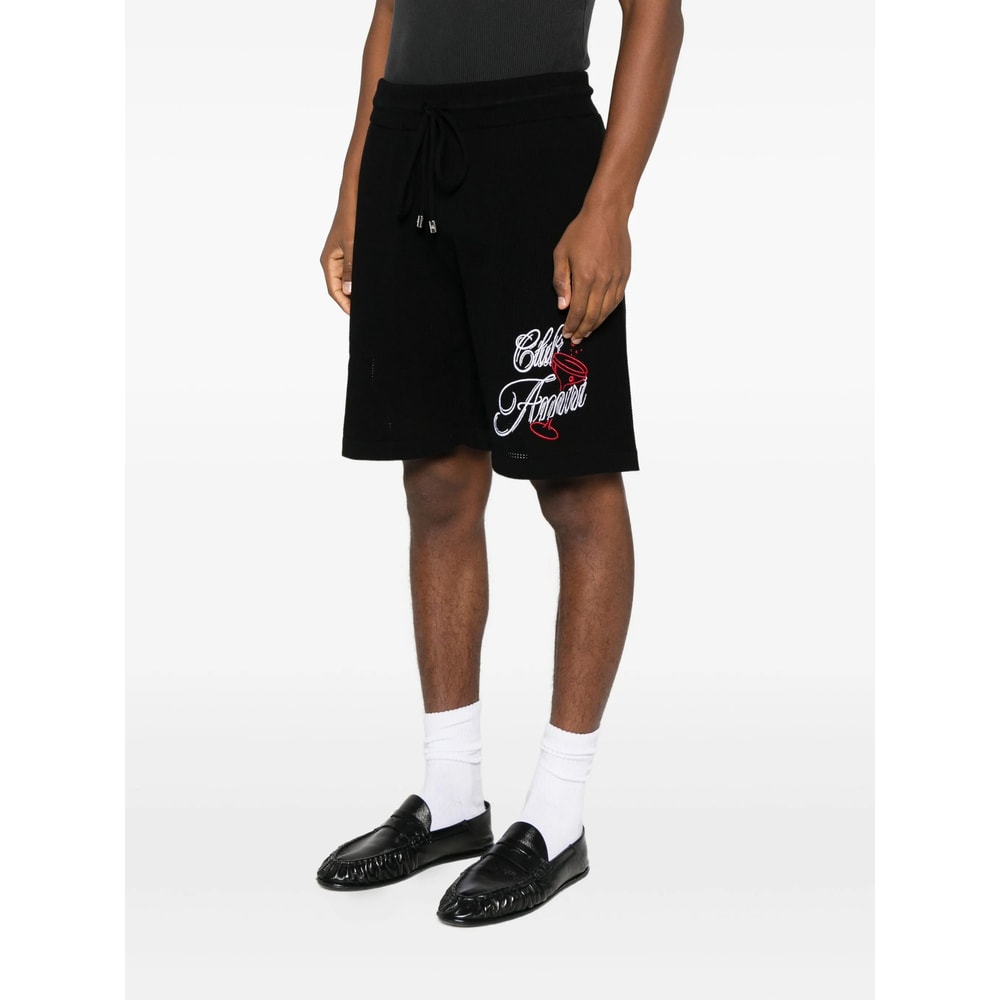 Amiri Embroidered-lettering Shorts In Black