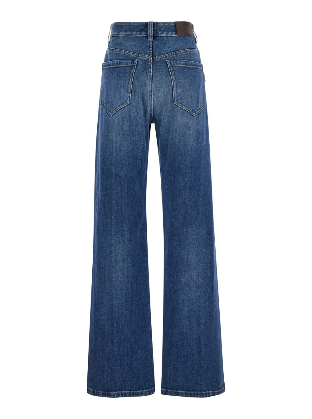 BRUNELLO CUCINELLI BLUE JEANS WITH MONIL DETAIL ON THE POCKET IN DENIM WOMAN 