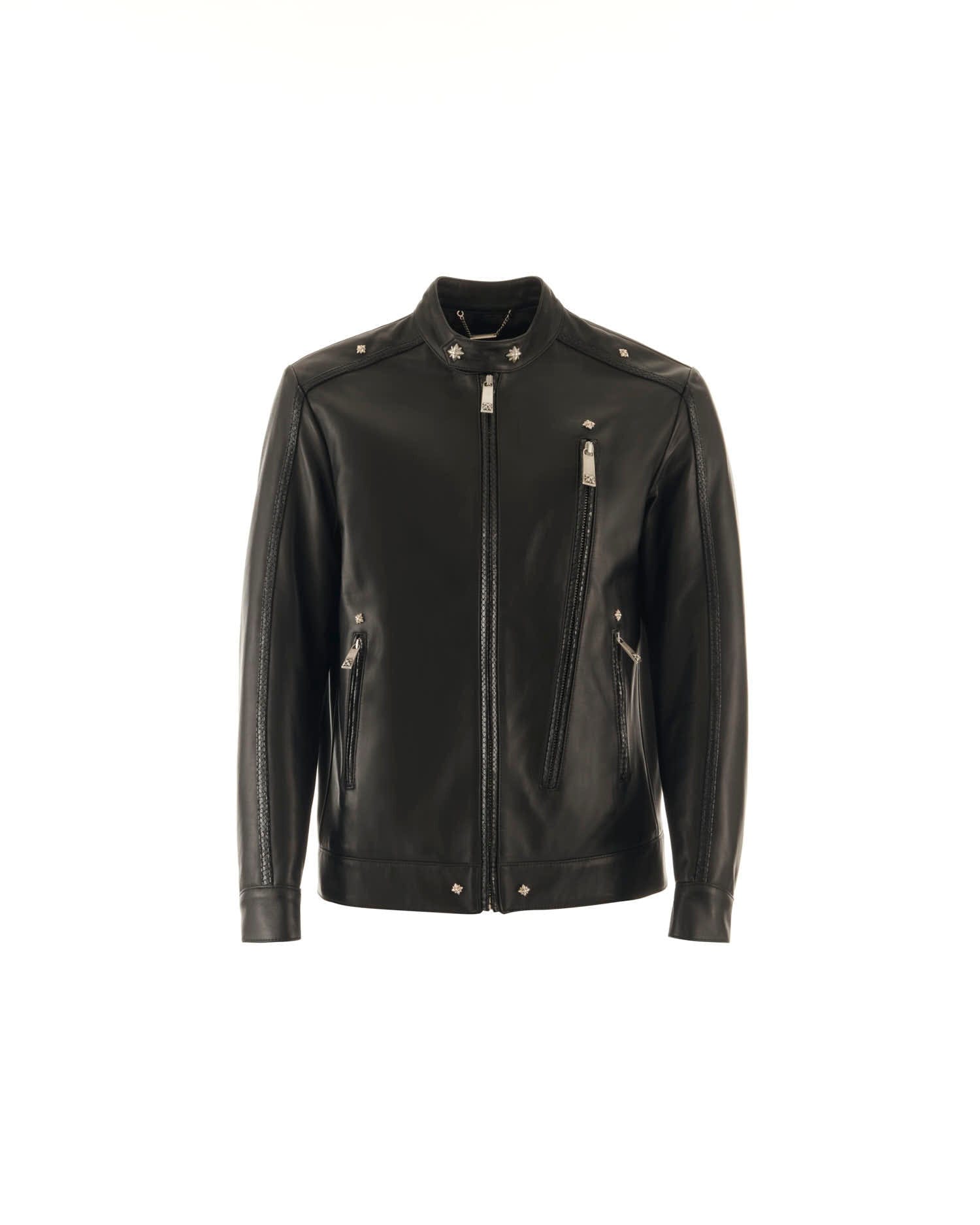 Leather Biker With Zip Fastening