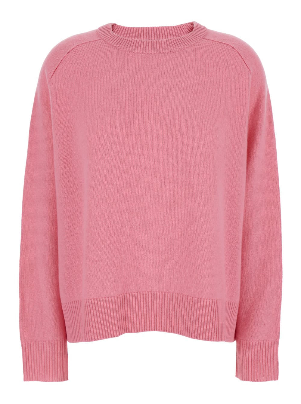 Goat Boyfriend Pink Crewneck Sweater With Dropped Shoulders In Cashmere Woman In Pink