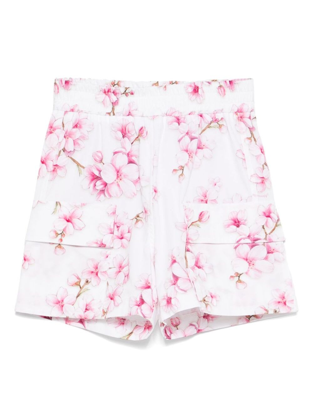 Monnalisa Shorts Con Tasche Popelin Popeline Fiori Di Pesco In Multicolor