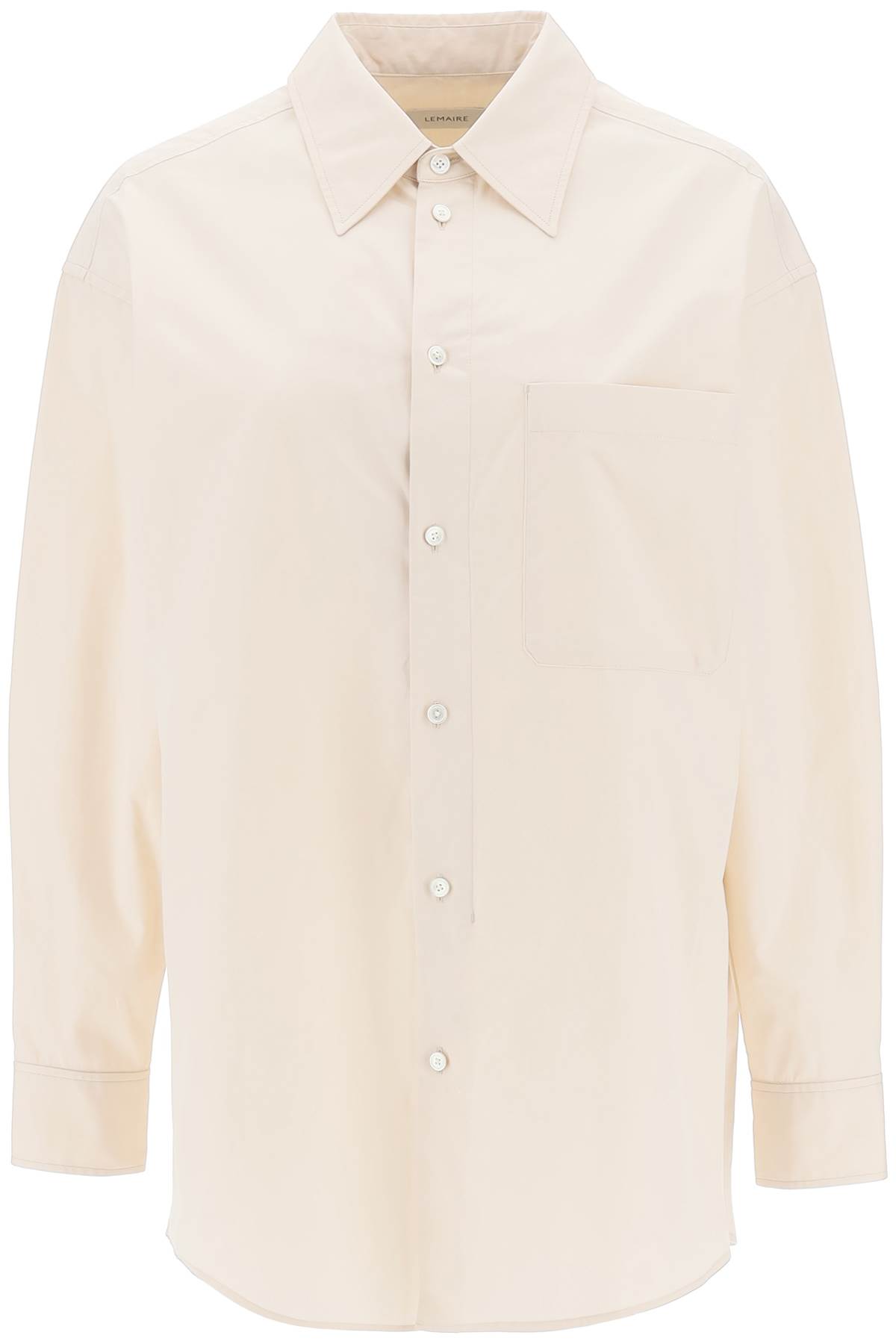 Shop Lemaire Oversized Shirt In Poplin In Light Cream (beige)