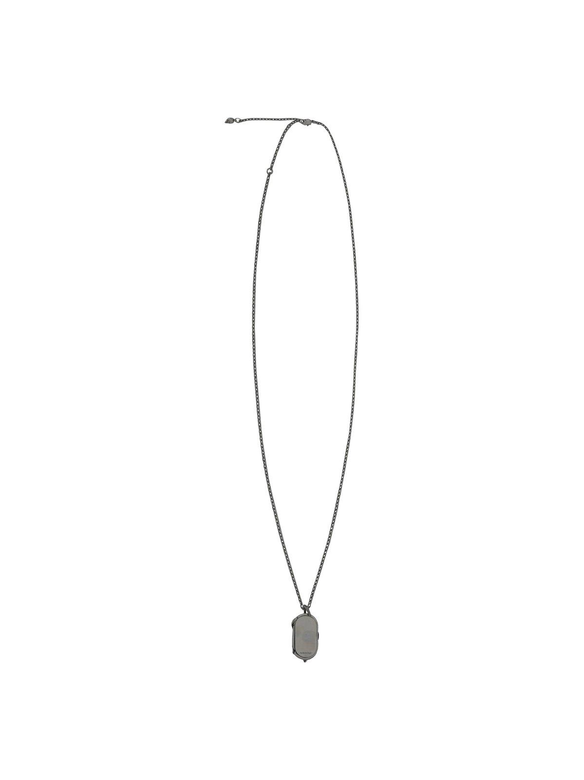 Shop Alexander Mcqueen Monogram Engraved Chained Necklace In Grey