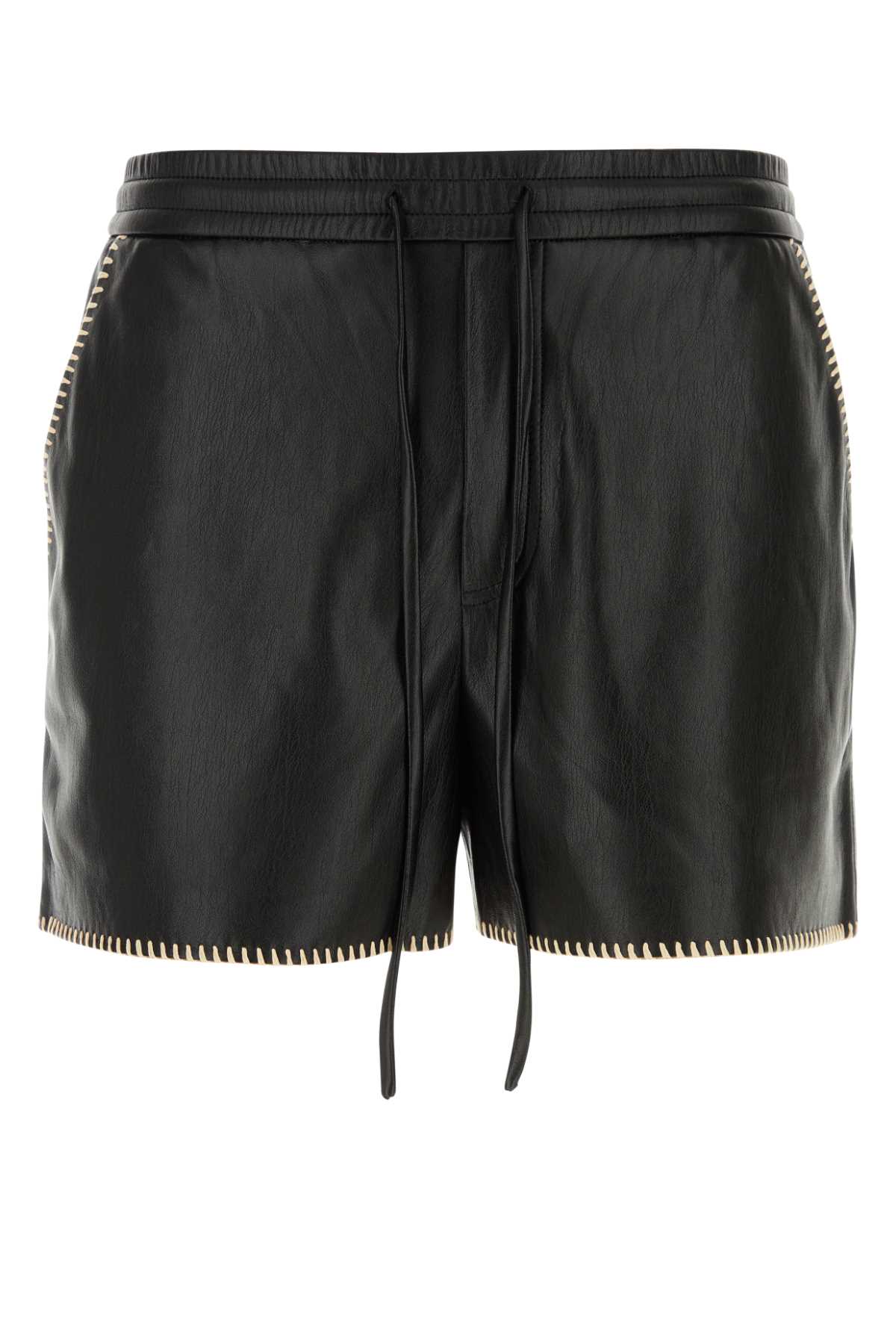 Black Synthetic Leather Amil Bermuda Shorts