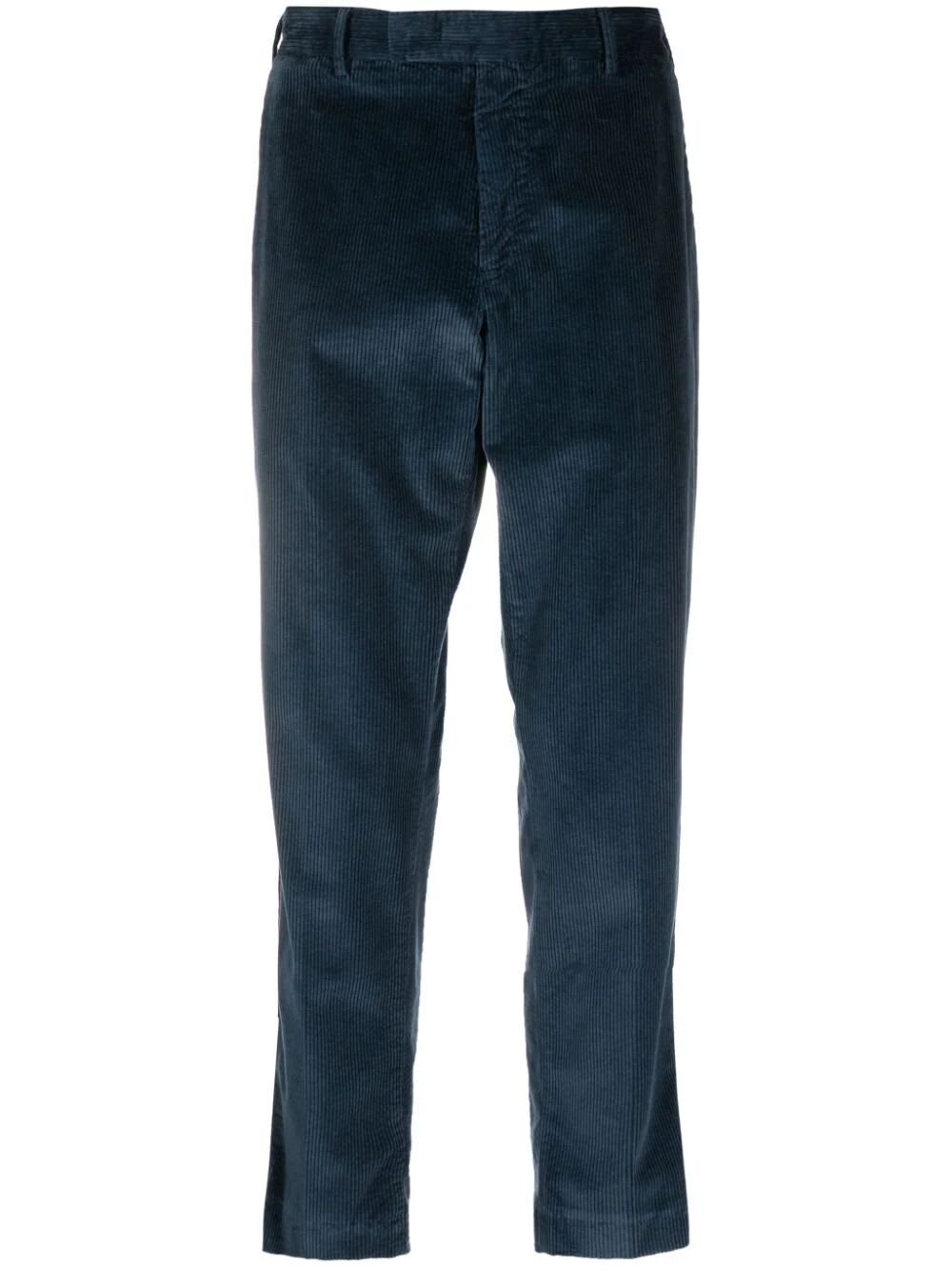 Shop Pt01 Rebel Stretch Velvet Trousers In Pigment Royal Blue