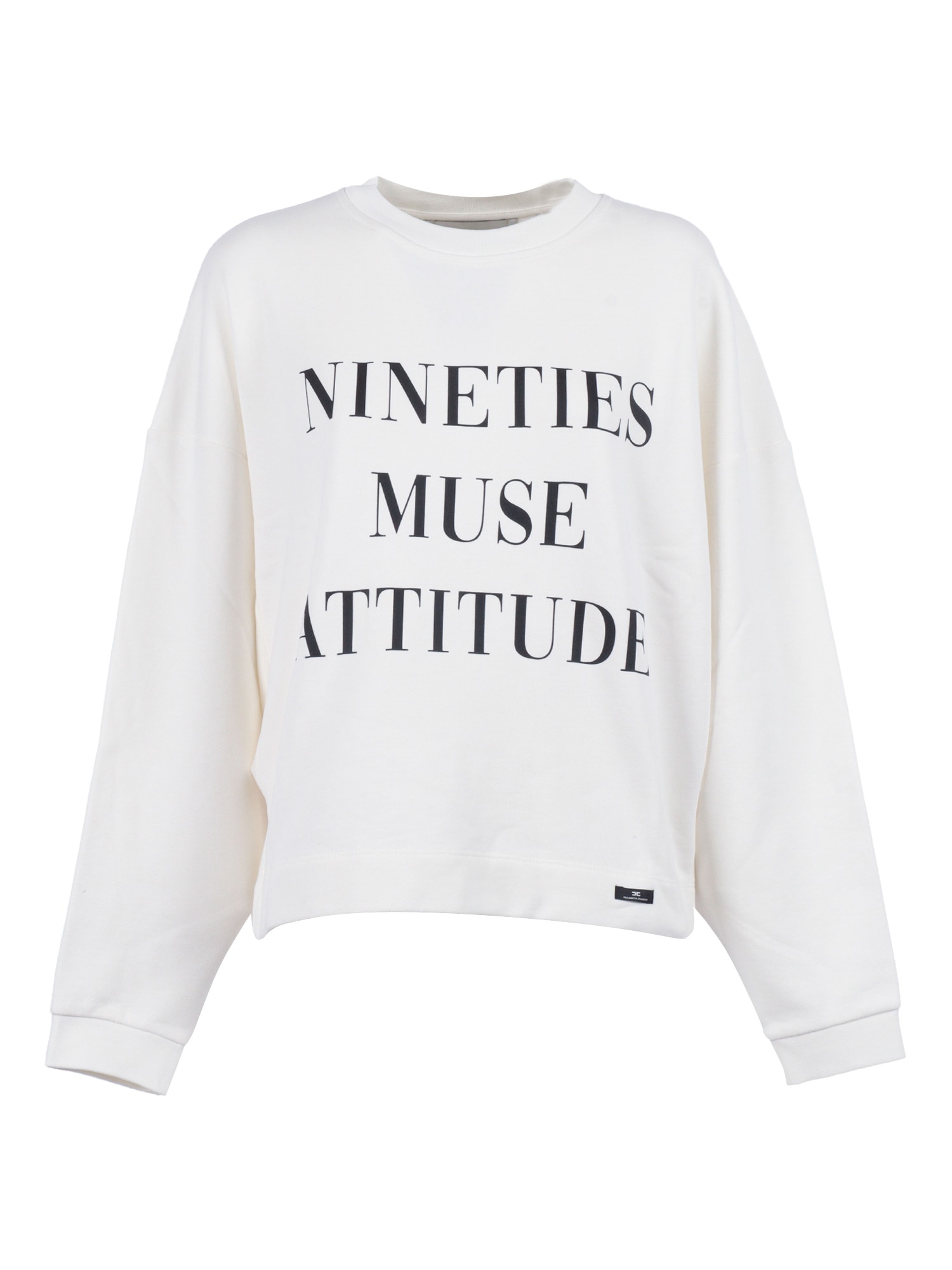 Elisabetta Franchi Oversized Sweatshirt With Bold Text Graphics In White