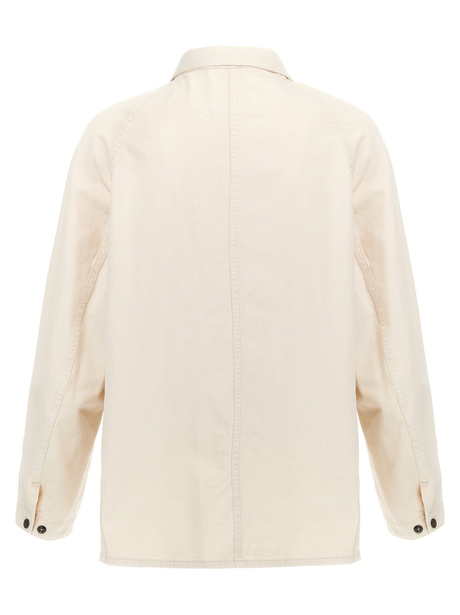 Maison Margiela Collared Jacket With Front Pockets And Long Sleeves In Beige