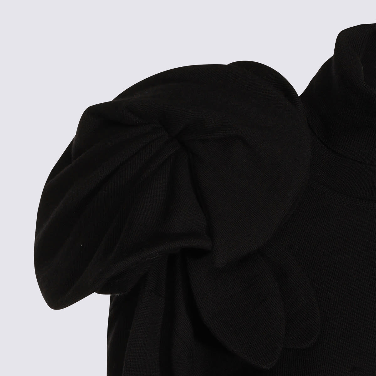 Moschino Black Turtleneck Sweater With Flower Detail In Black