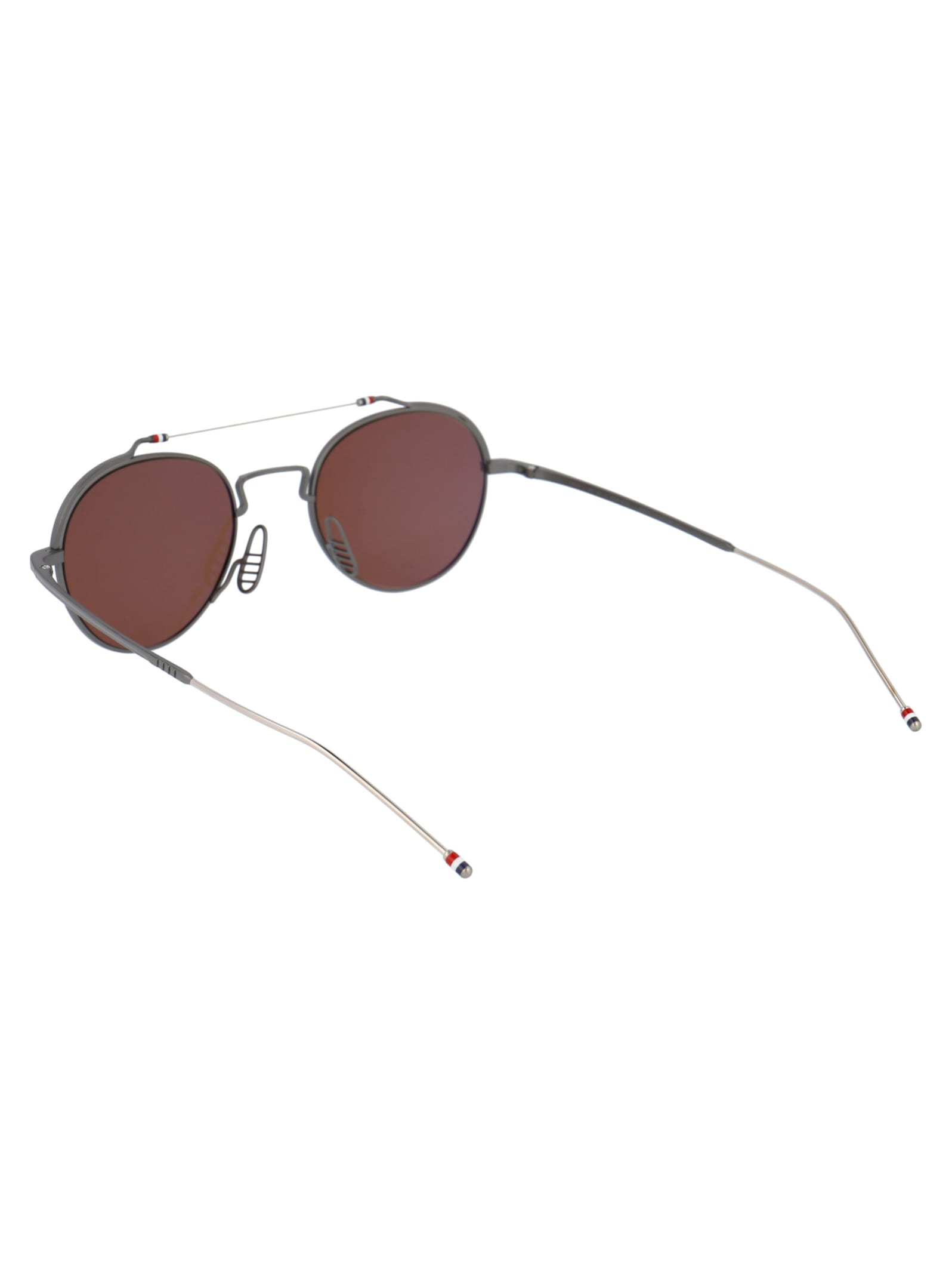 Shop Thom Browne Tb-912 Sunglasses In Black Iron - Silver W/ Dark Brown - Ar