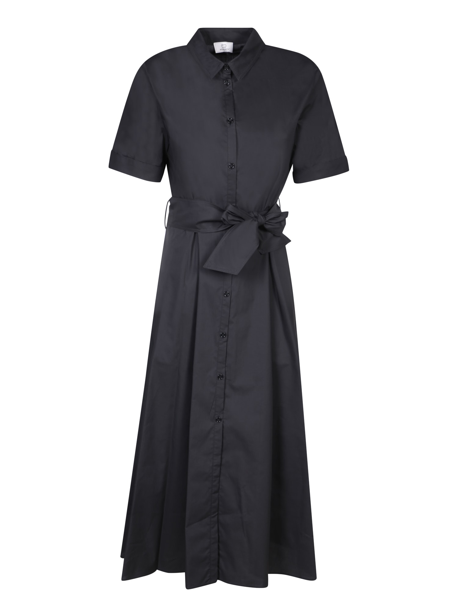 Black Belted Midi Shirt Dress