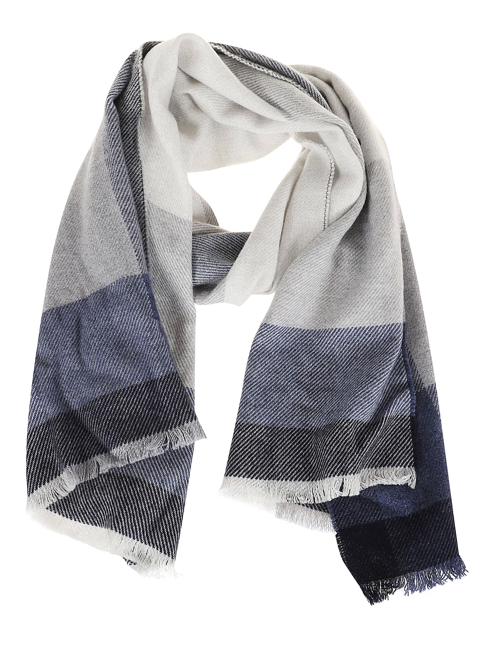 Shop Brunello Cucinelli Scarf In Navy Grigio Nebbia