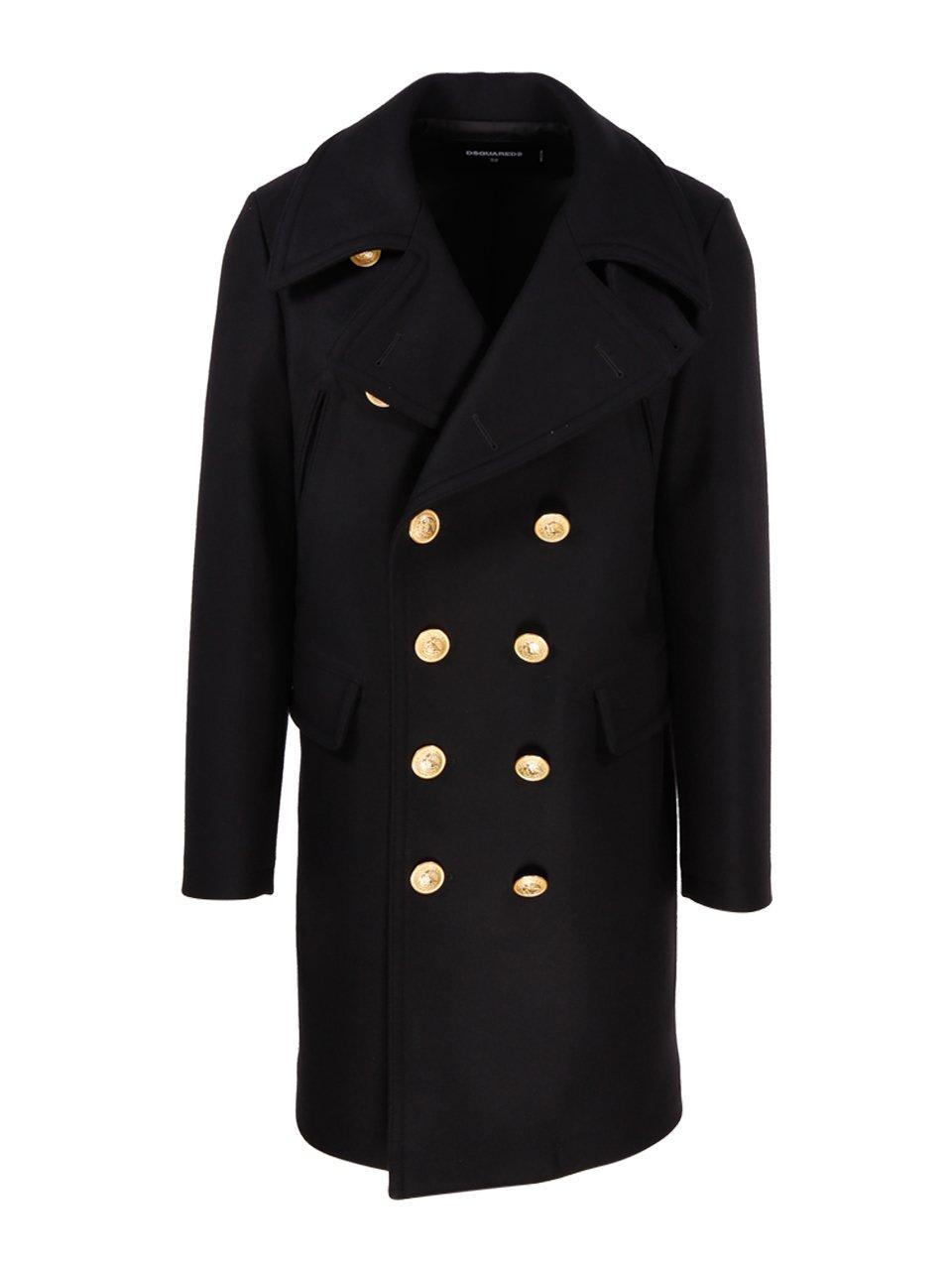 Dsquared2 Double Breasted Long-sleeved Coat In Black