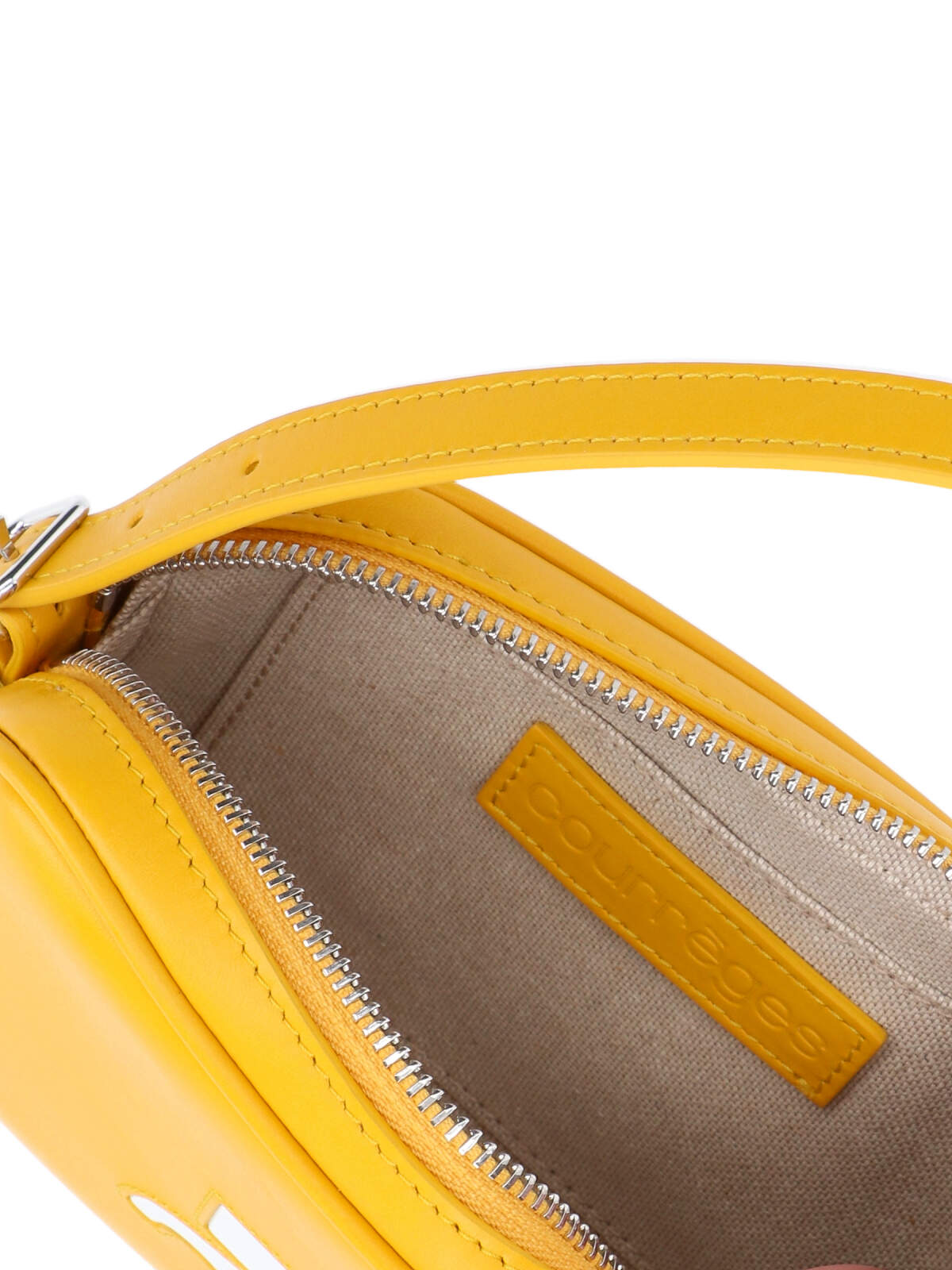 Shop Courrèges Slim Leather Camera Shoulder Bag In Yellow