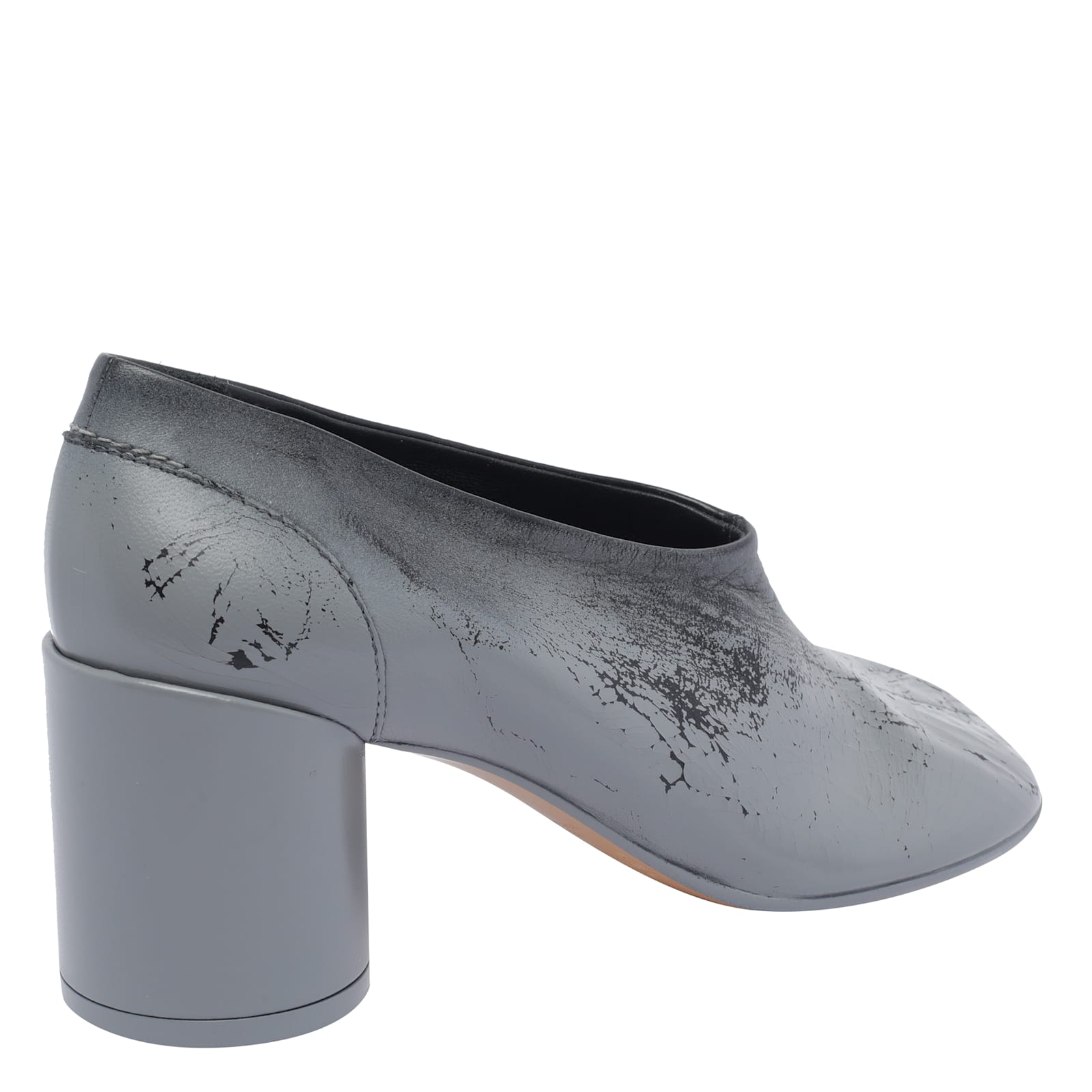 Mm6 Maison Margiela Stylish Block Heel Round Toe Pumps In Gray