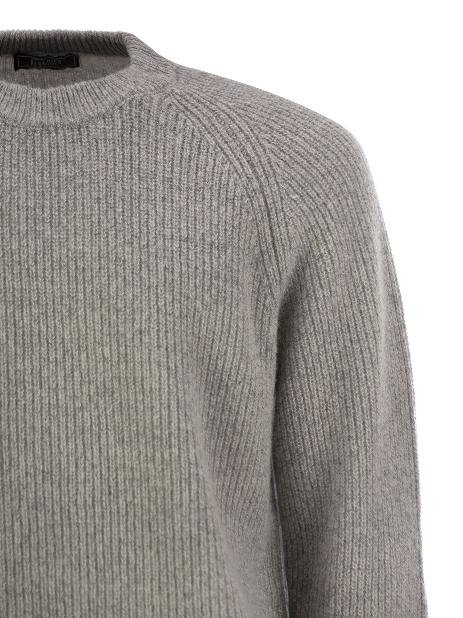 Shop Peserico Crew-neck Rib Sweater In Grey