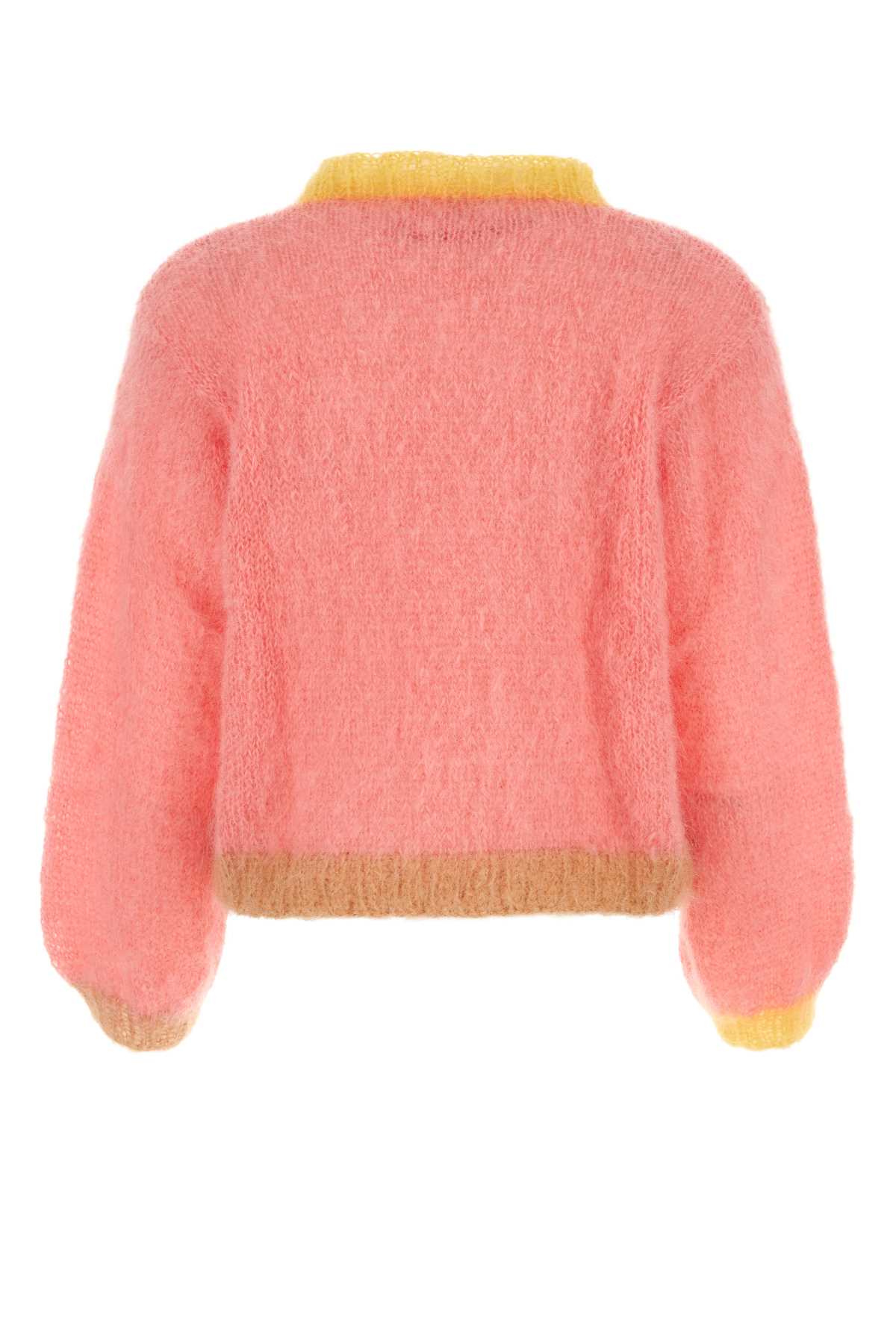 Rose Carmine Salmon Stretch Mohair Blend Sweater In Blush
