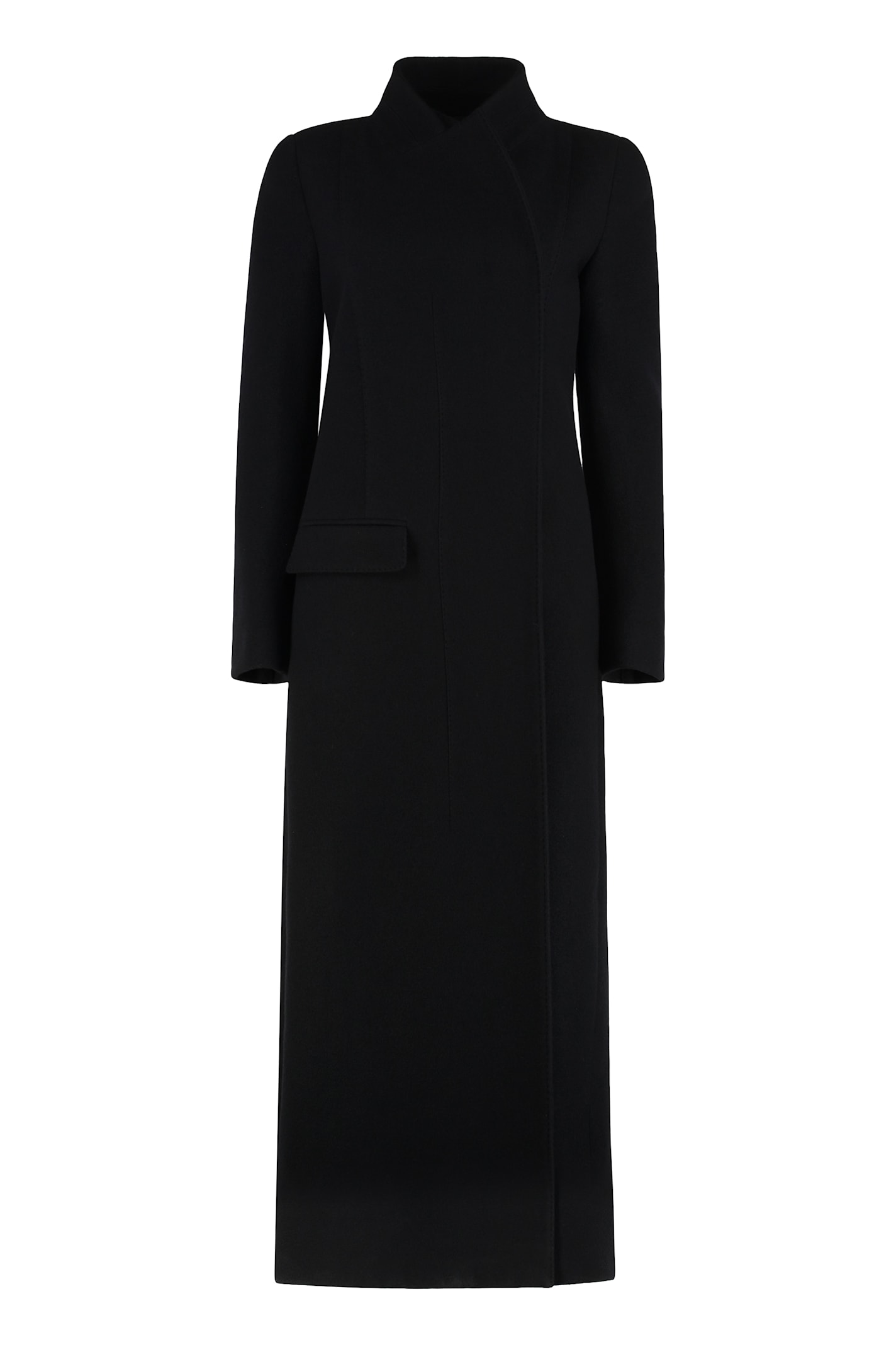 Tom Ford Long Wool Coat In Black
