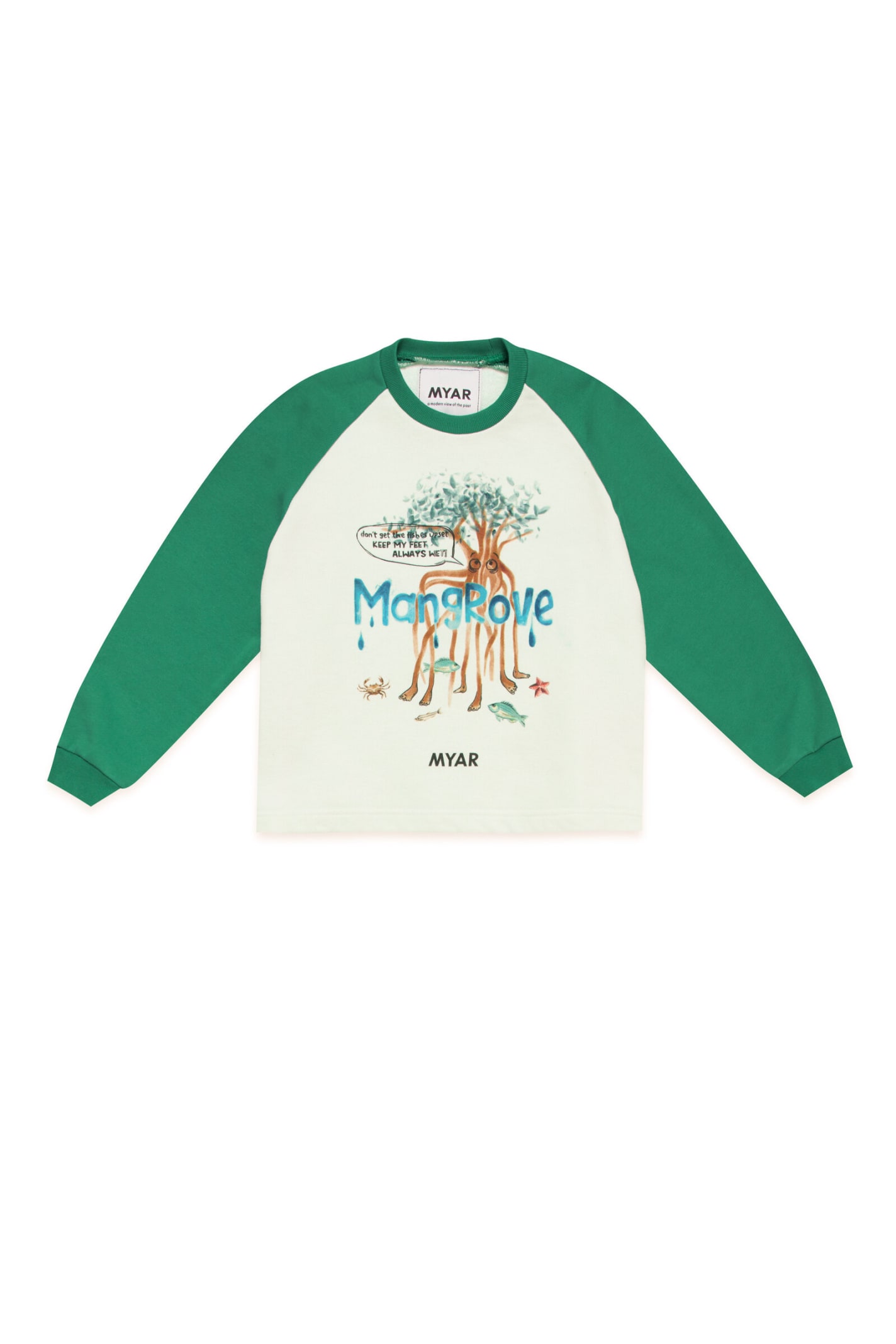 MYAR Mys18u Sweat-shirt Myar Deadstock White And Green Crewneck Sweatshirt With Digital Mangrove Print