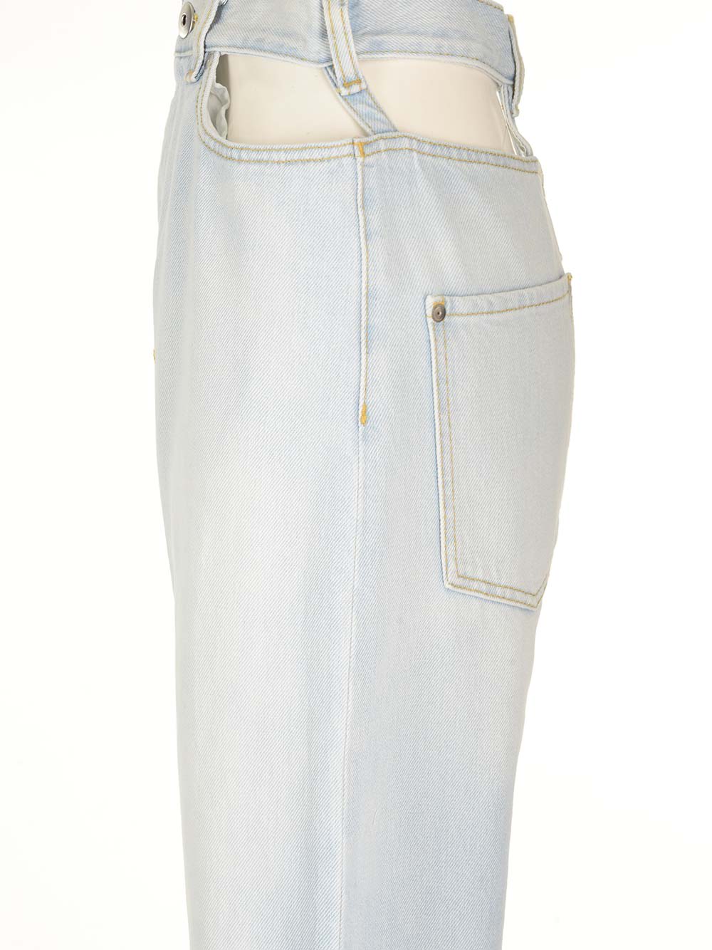 Shop Maison Margiela Cut-out Detail High-waist Jeans In Light Blue