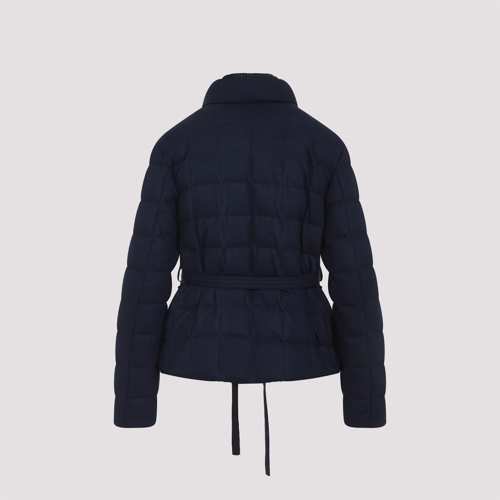 Moncler Quilted High Collar Jacket With Button Accents In Blue