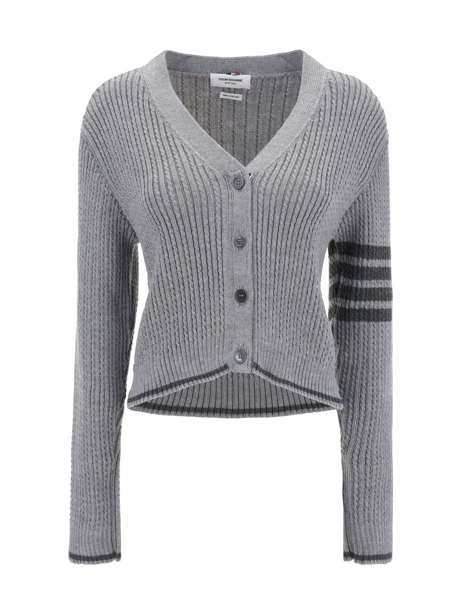 Shop Thom Browne Cardigan In Lt Grey