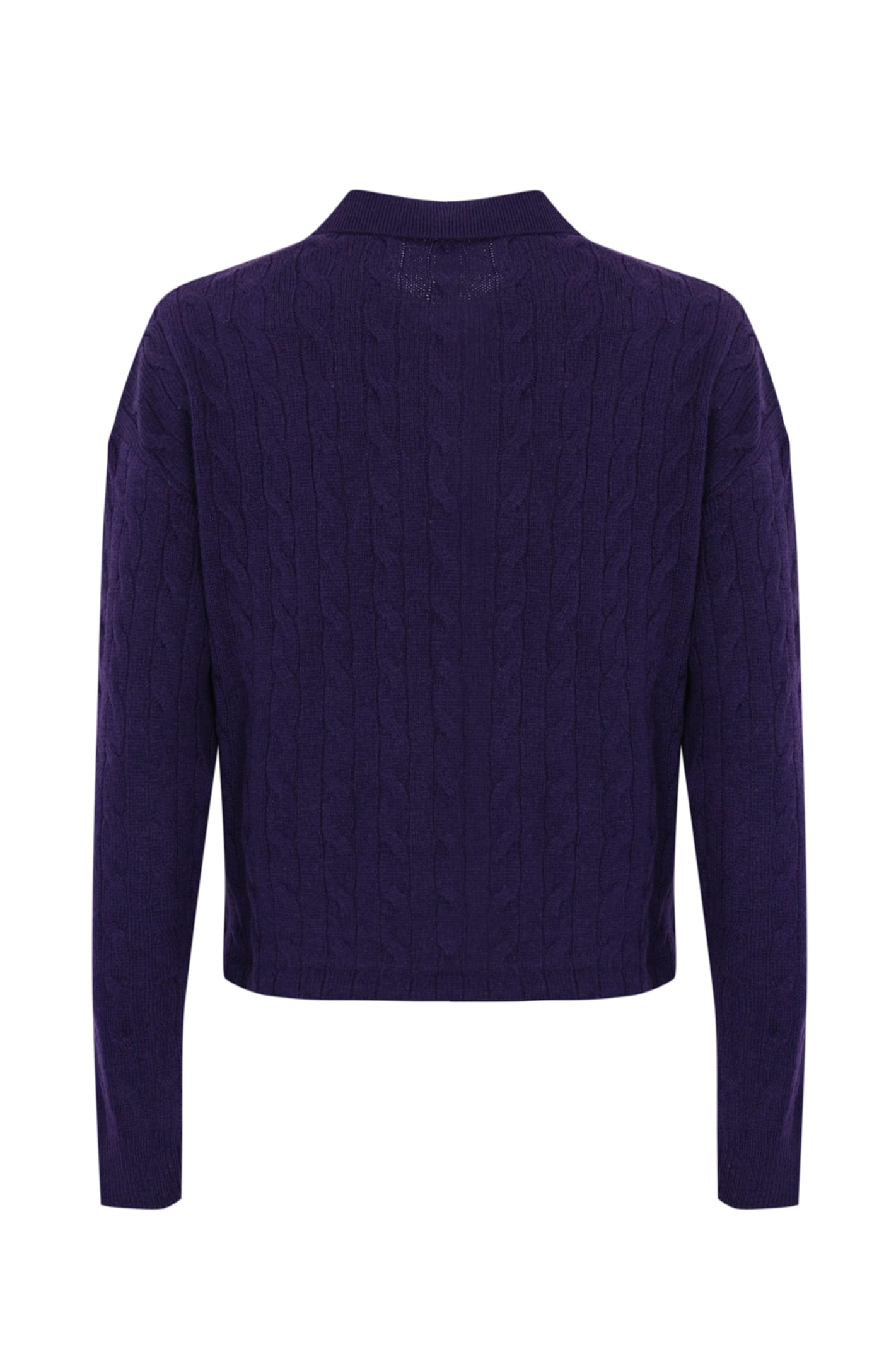 Shop Polo Ralph Lauren Cable-knit Polo Shirt In Wool And Cashmere In Purple