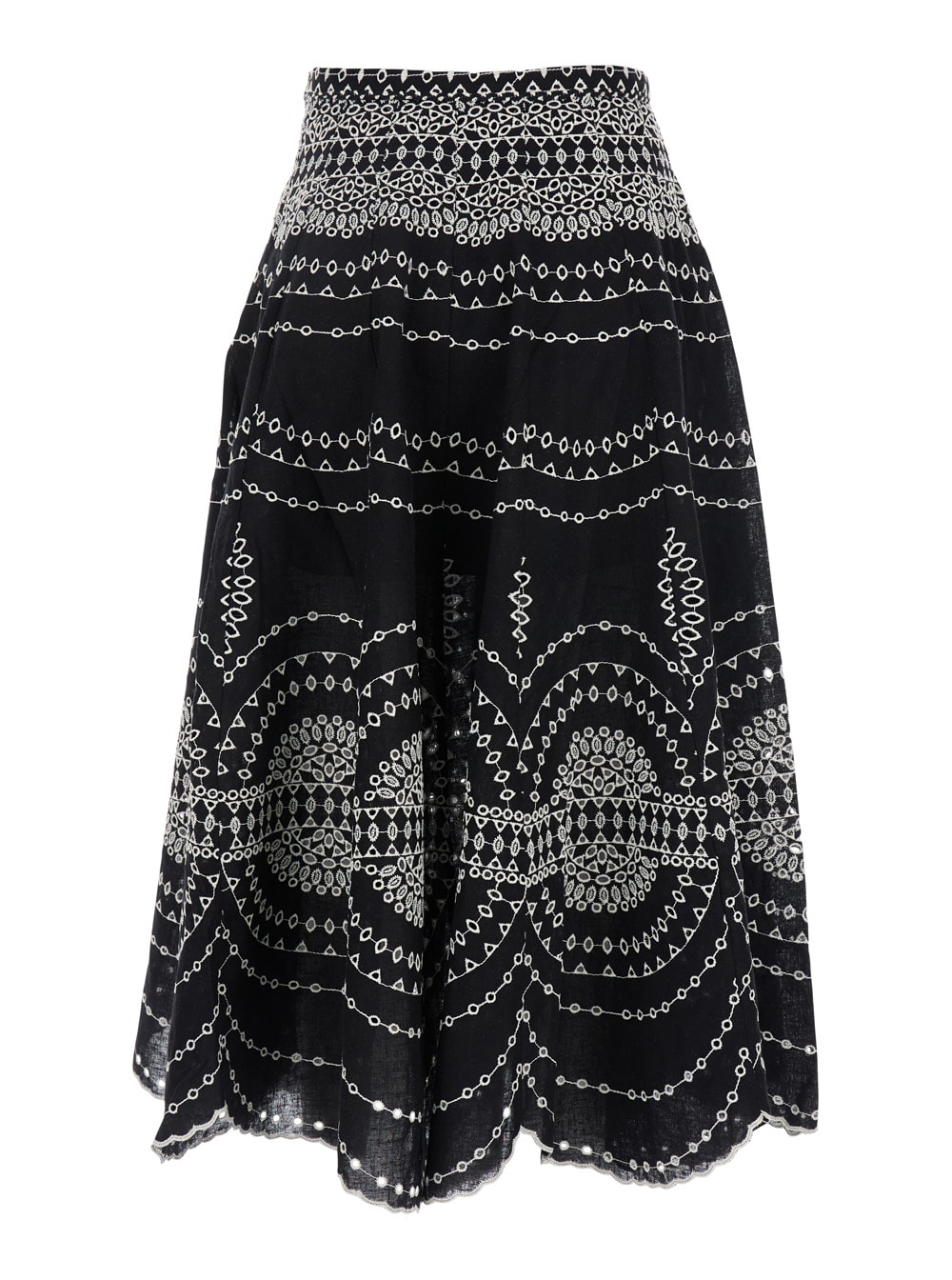 Charo Ruiz Black And White Cotton Skirt In Black