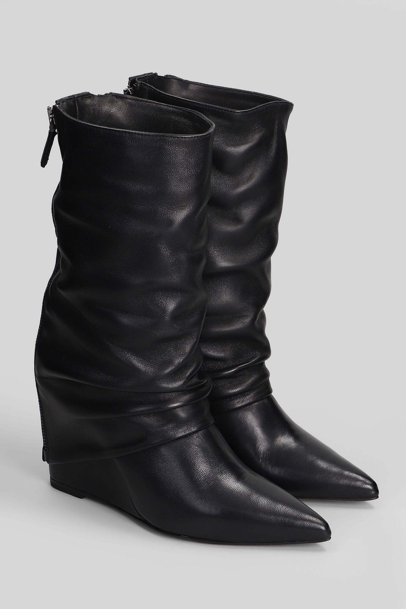 The Seller High Heels Boots In Black Leather In Black