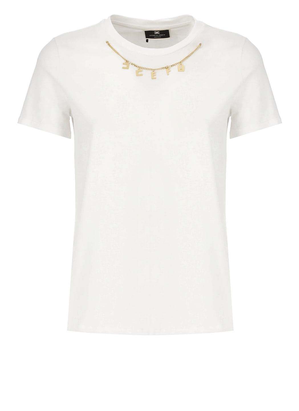 Shop Elisabetta Franchi T-shirt With Charms In White