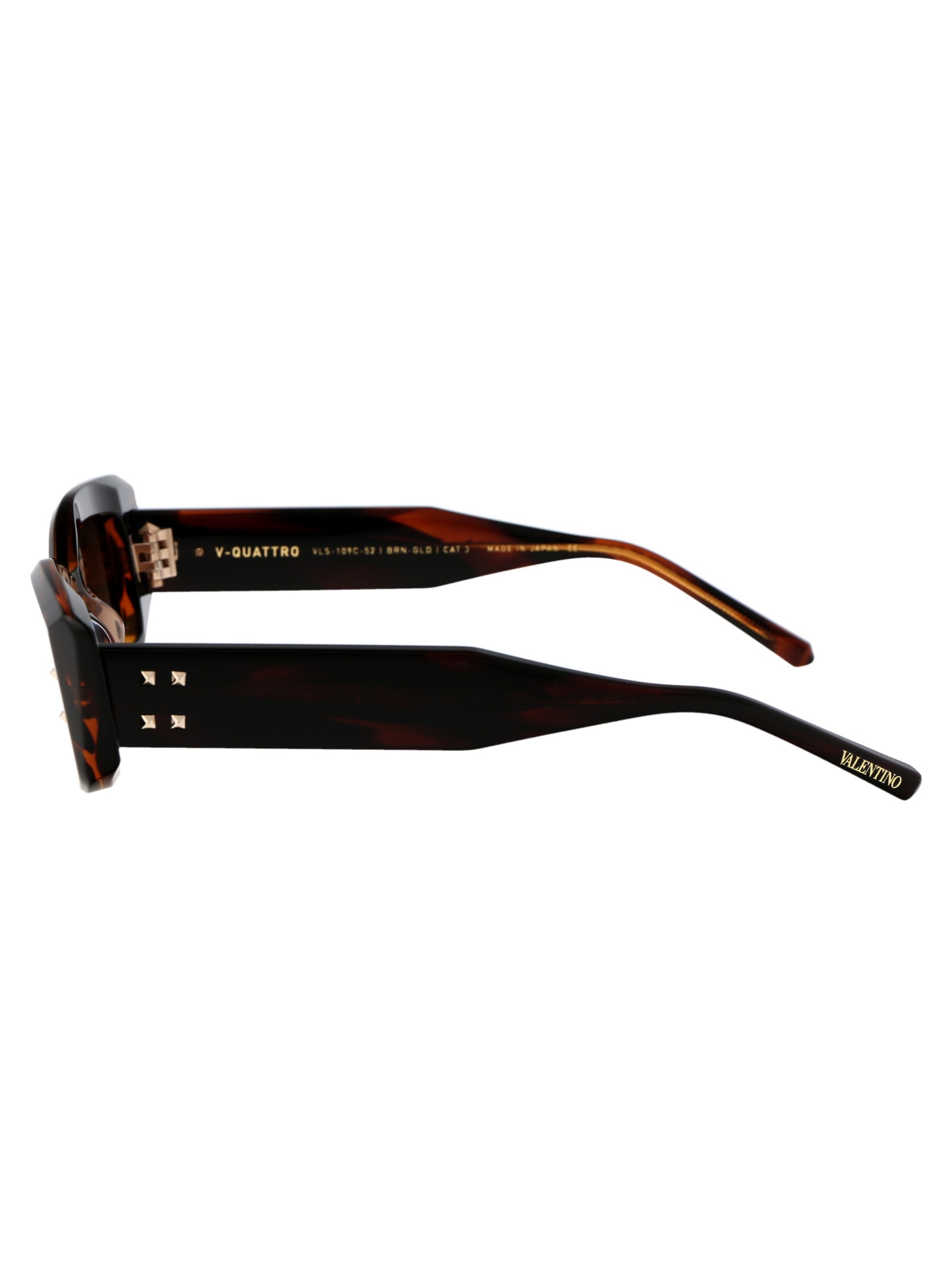 Shop Valentino V - Quattro Sunglasses In 109c Brn - Gld