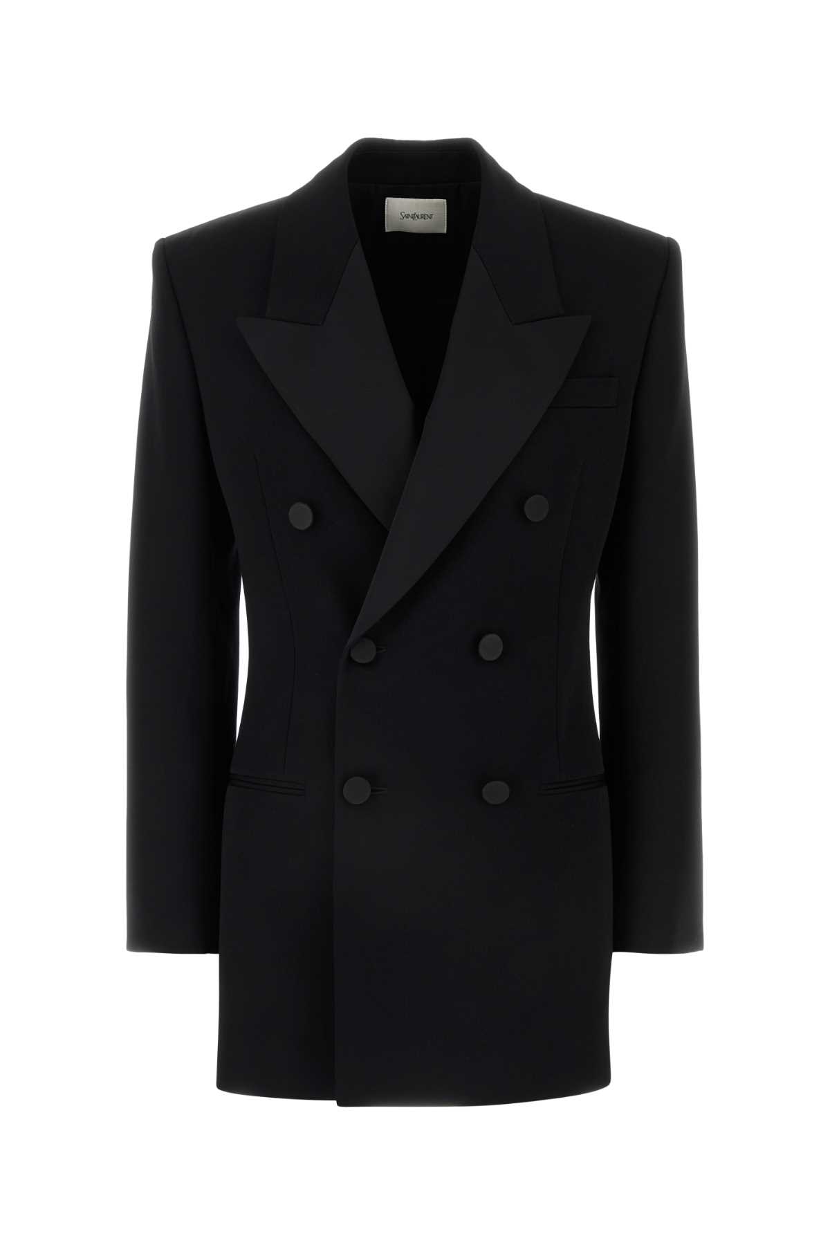 Shop Saint Laurent Black Wool Blazer In Noir