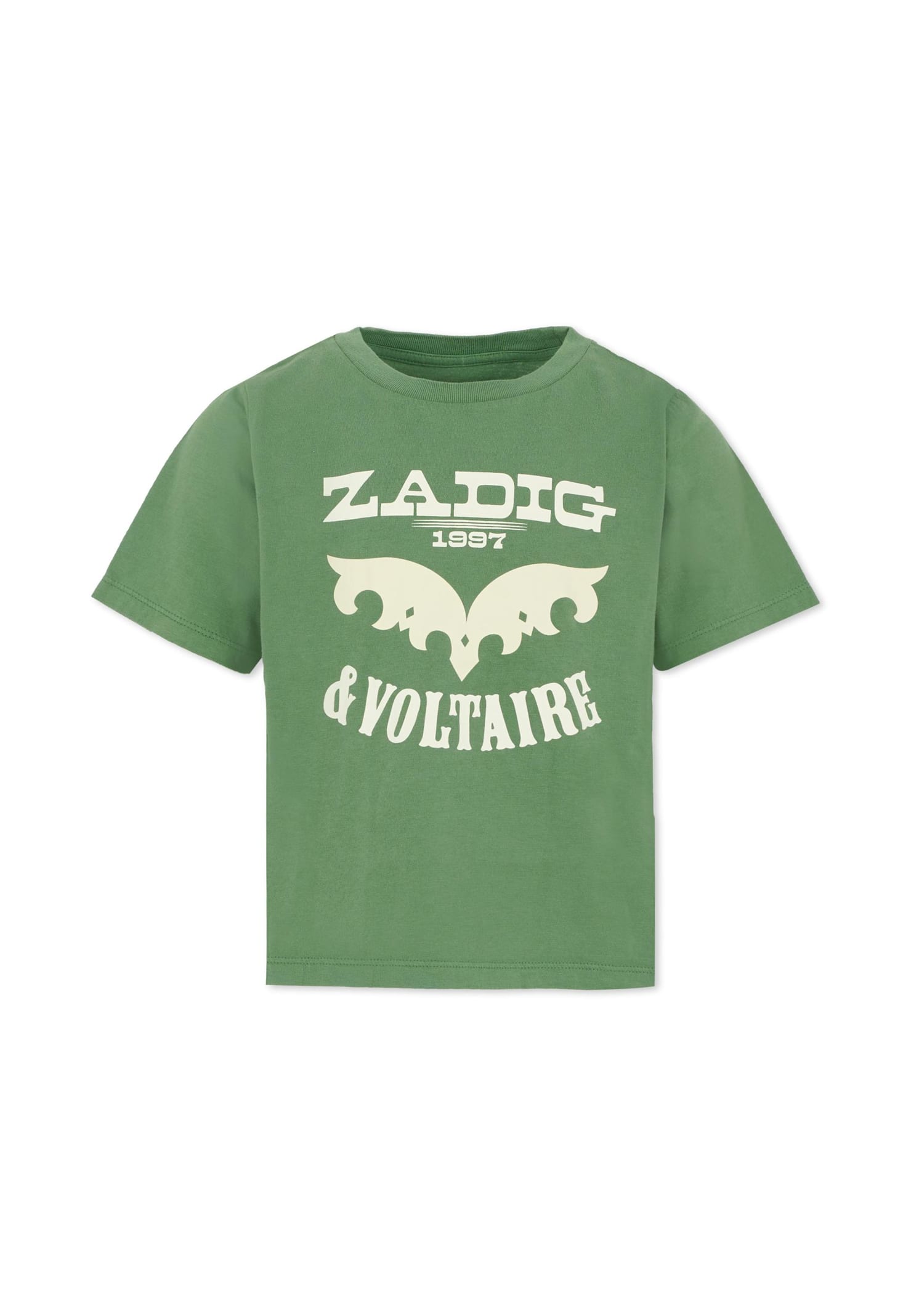 Zadig & Voltaire Green T-shirt For Kids With Logo In Green