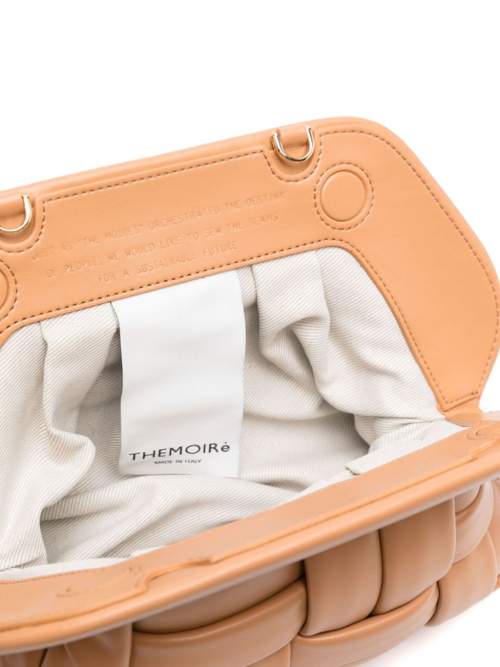 Themoirè Bios Brown Macadamia Clutch In Beige