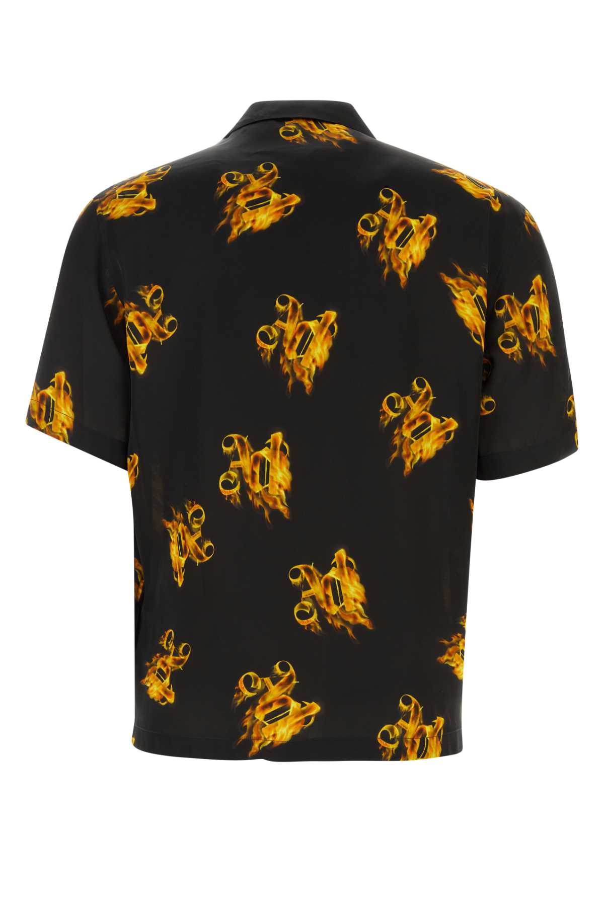 Shop Palm Angels Printed Viscose Shirt In Blackgold